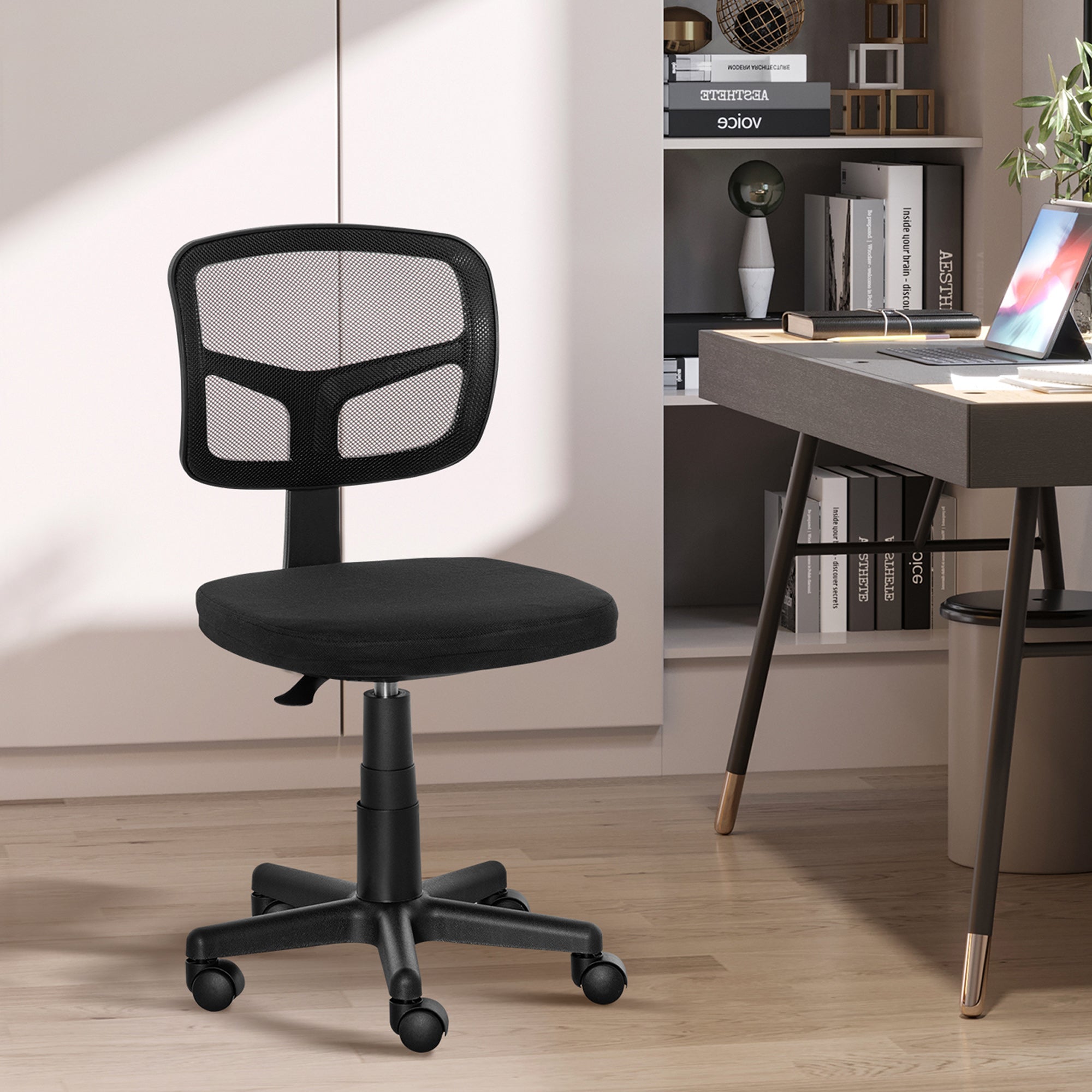Cadeira de Escritório Ergonômica de Malha Preto 43x48x89,5 cm
