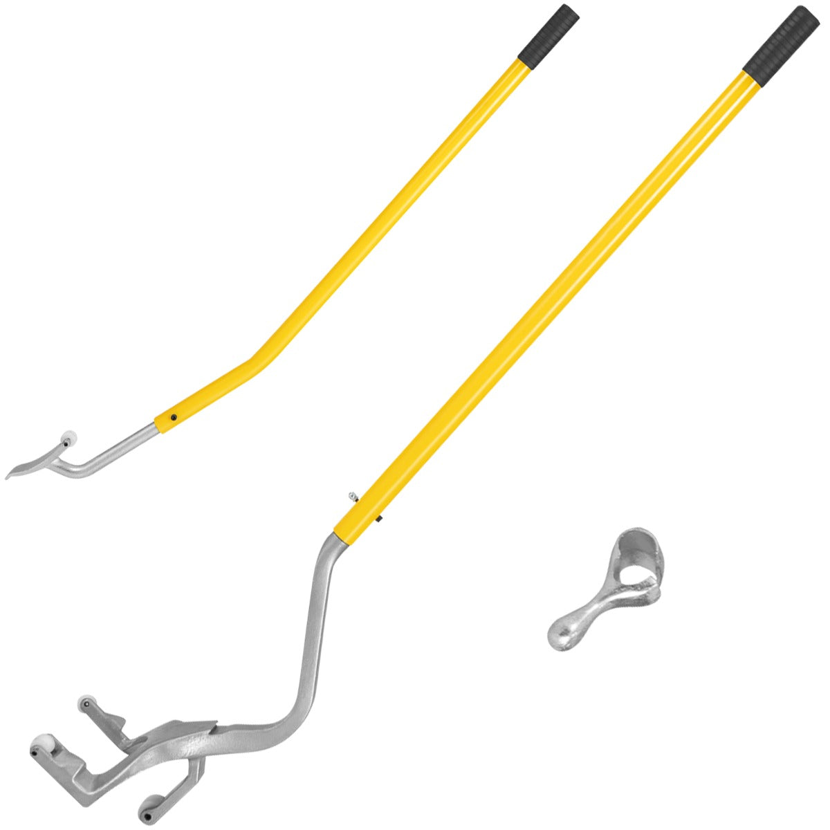 Conjunto de 3 Ferramentas Manuais com Retentor de Contas de Aço para Montar e Desmontar Pneus de 44 cm a 62 cm Amarelo
