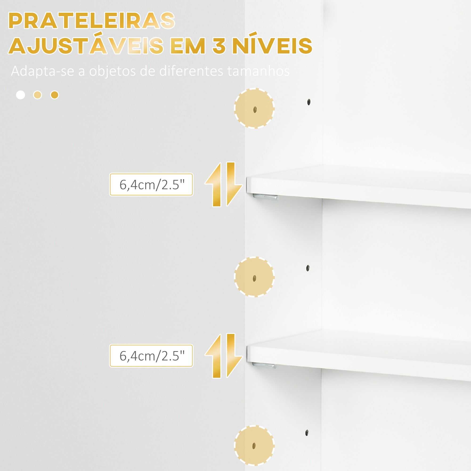 Armário de Parede Moderno Branco 40x15x60 cm - Prateleiras Ajustáveis