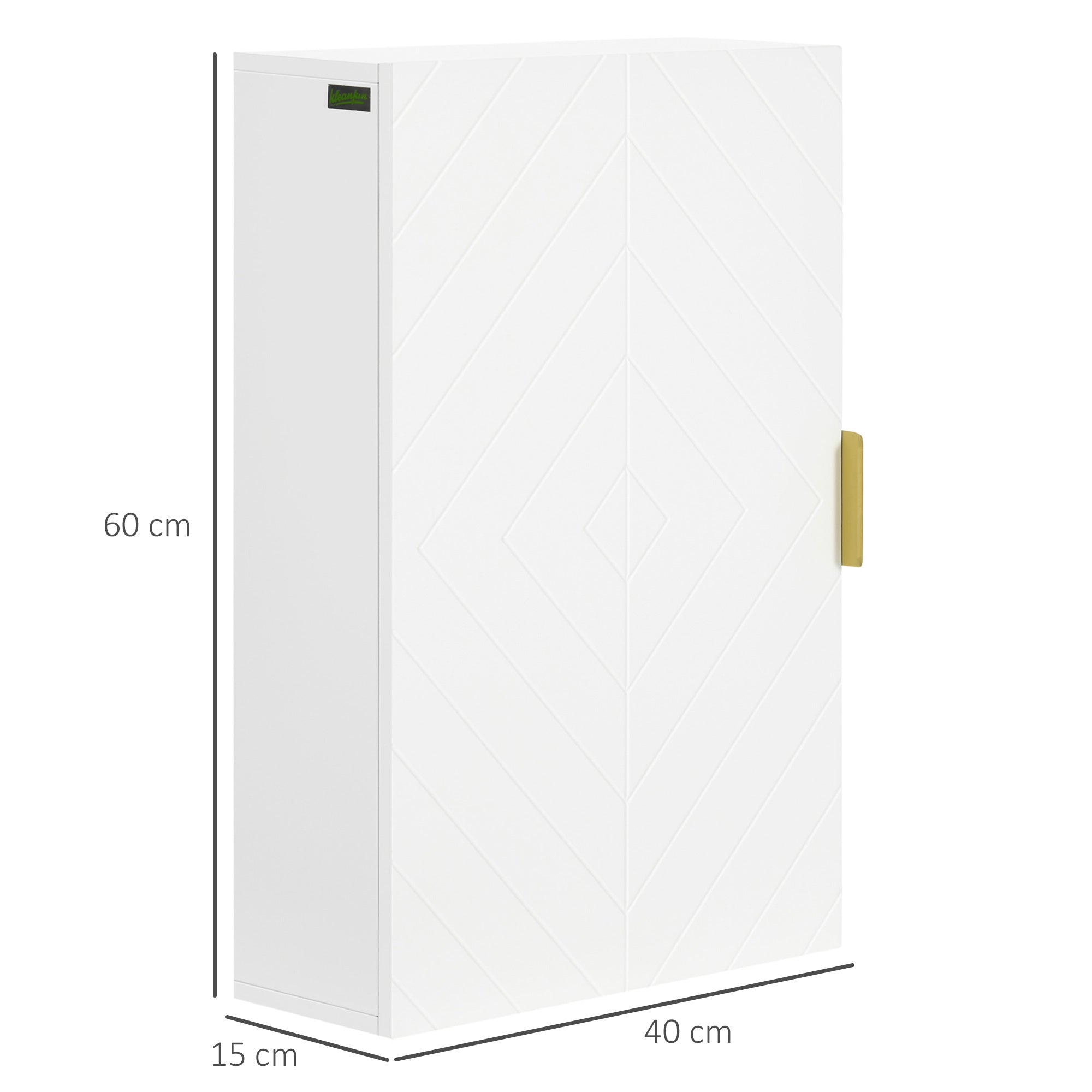 Armário de Parede Moderno Branco 40x15x60 cm - Prateleiras Ajustáveis