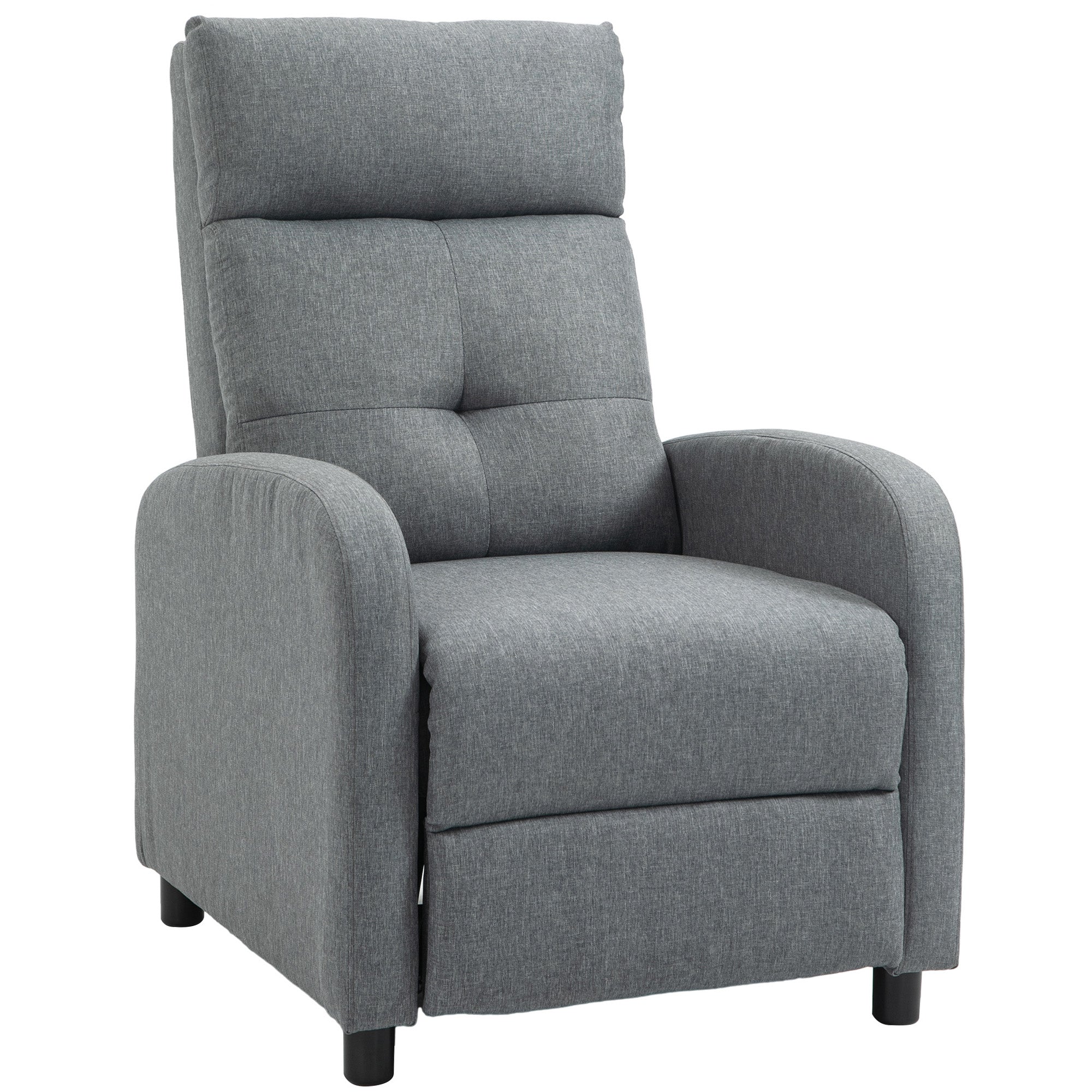 Poltrona Reclinável Cinza 67x87x98 cm - Estofada em Tecido de Linho