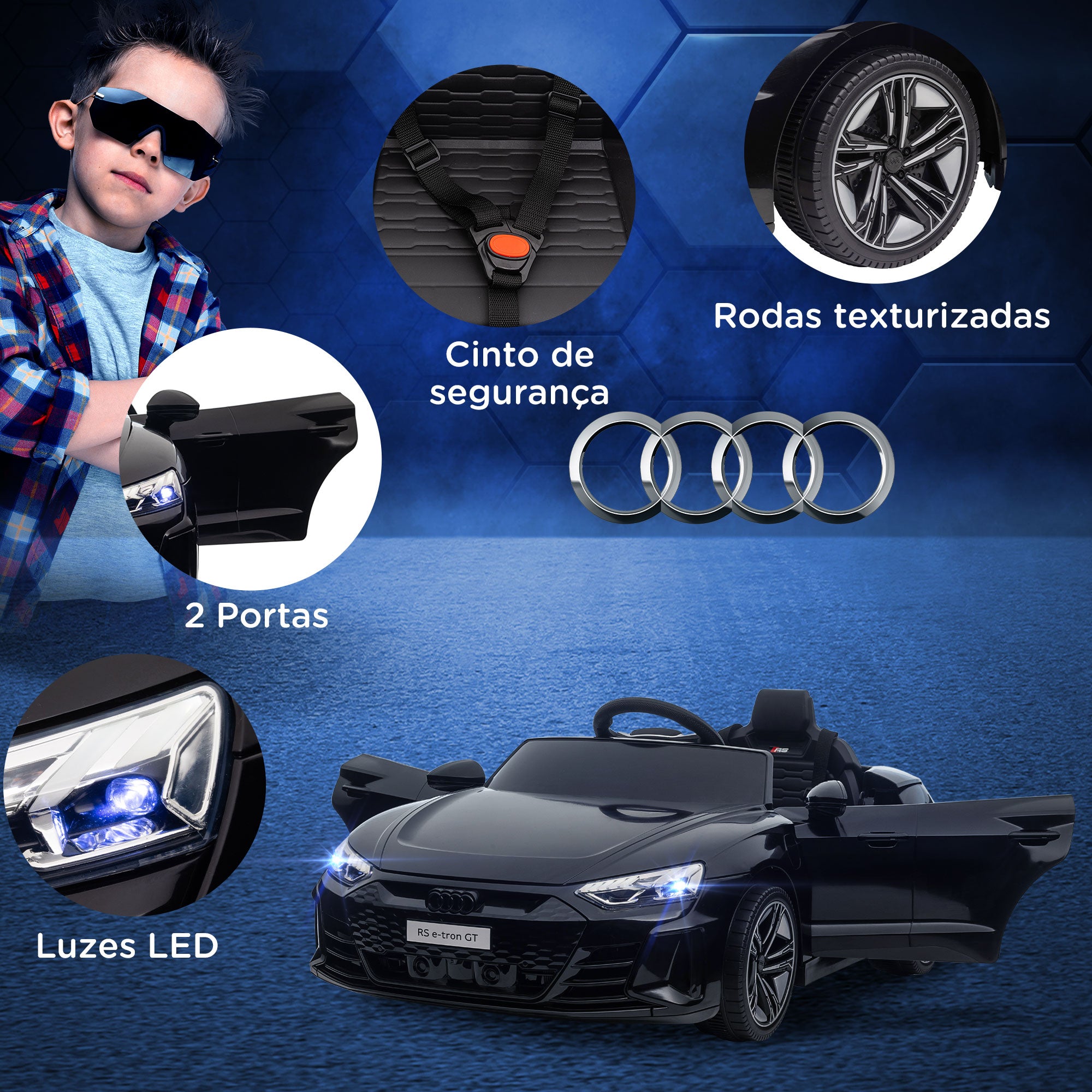 Carro Elétrico Infantil – 103x58x41cm – Preto – Polipropileno e Metal