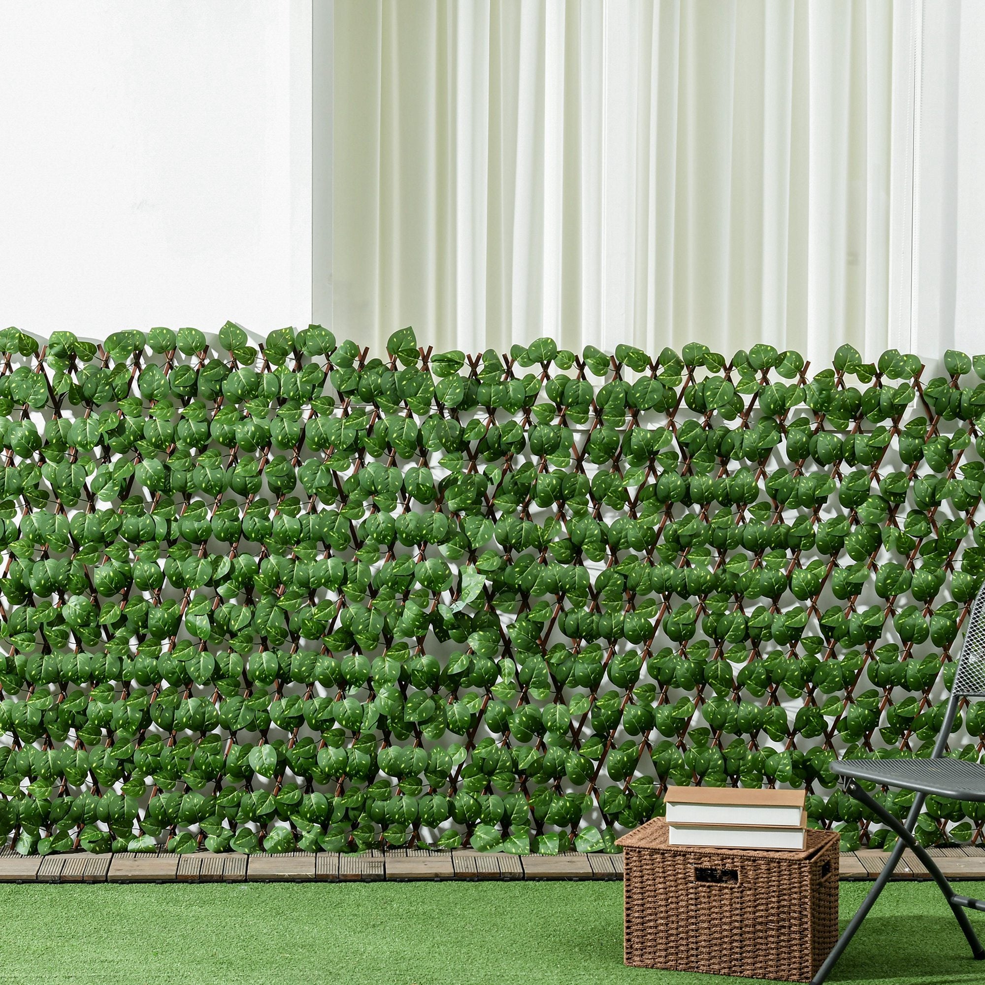 Vedação Artificial Verde 200x100x8 cm - Conjunto de 2 Peças para Privacidade de Jardim