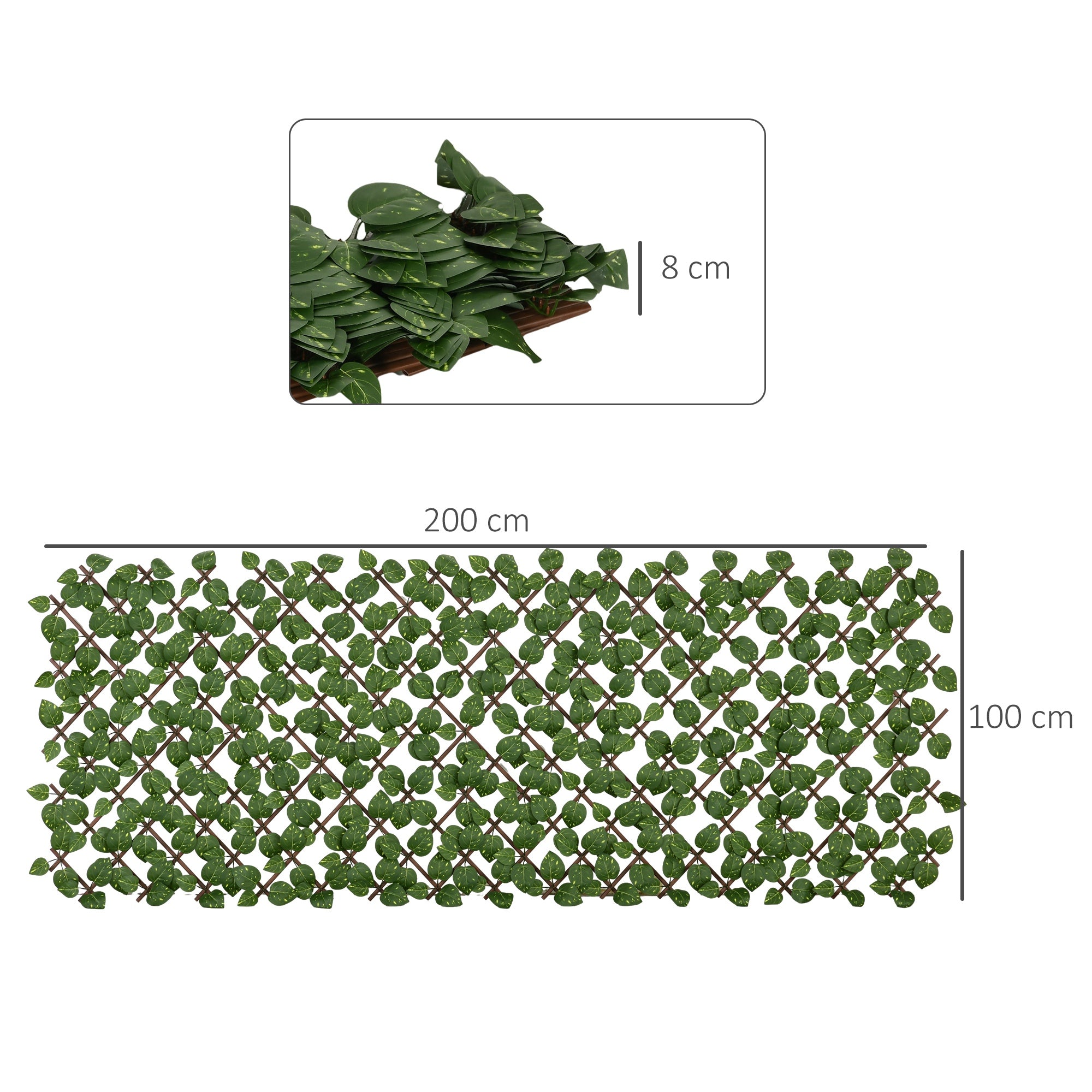 Vedação Artificial Verde 200x100x8 cm - Conjunto de 2 Peças para Privacidade de Jardim