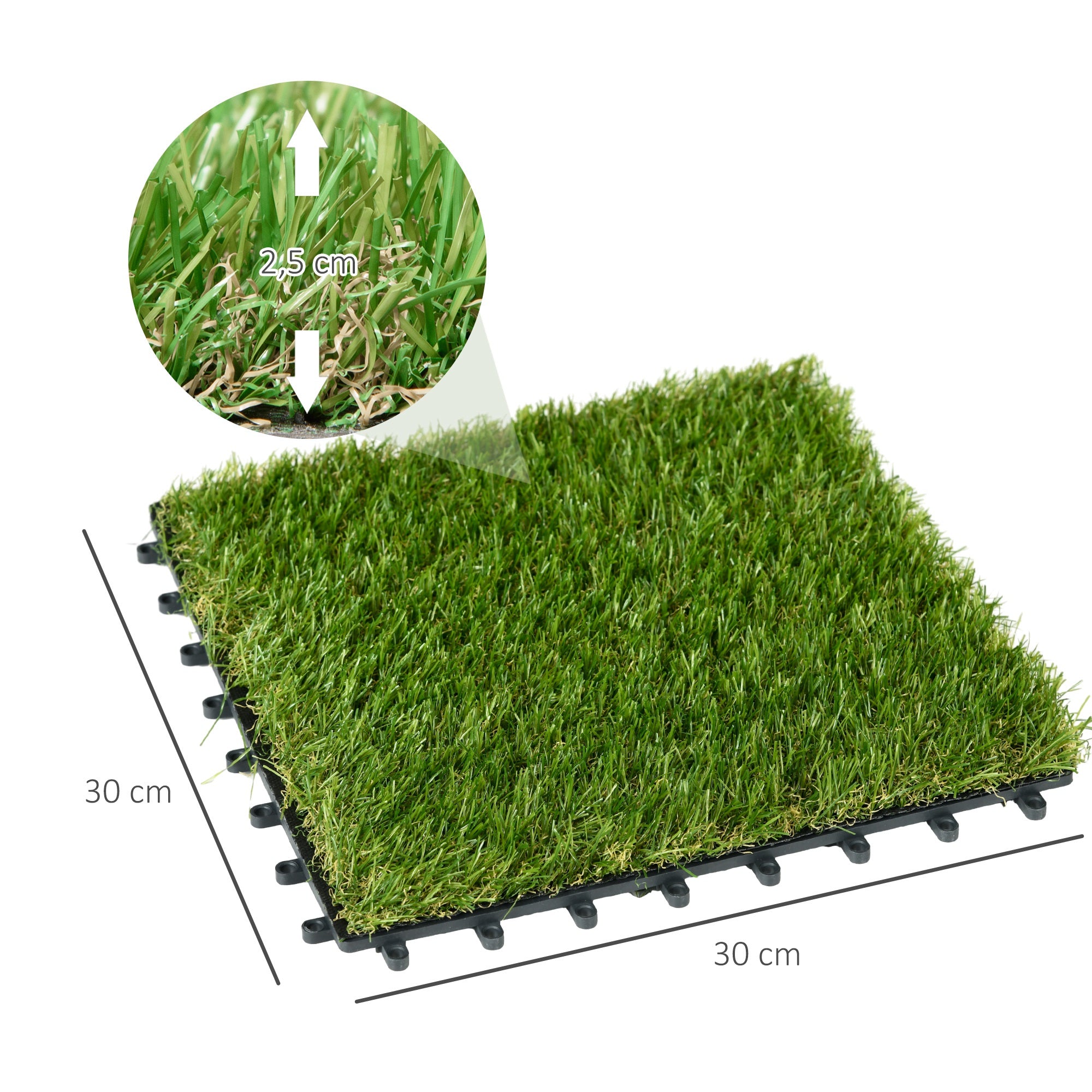 Relva Artificial – 30x30x3,5cm – Verde – PP e PE