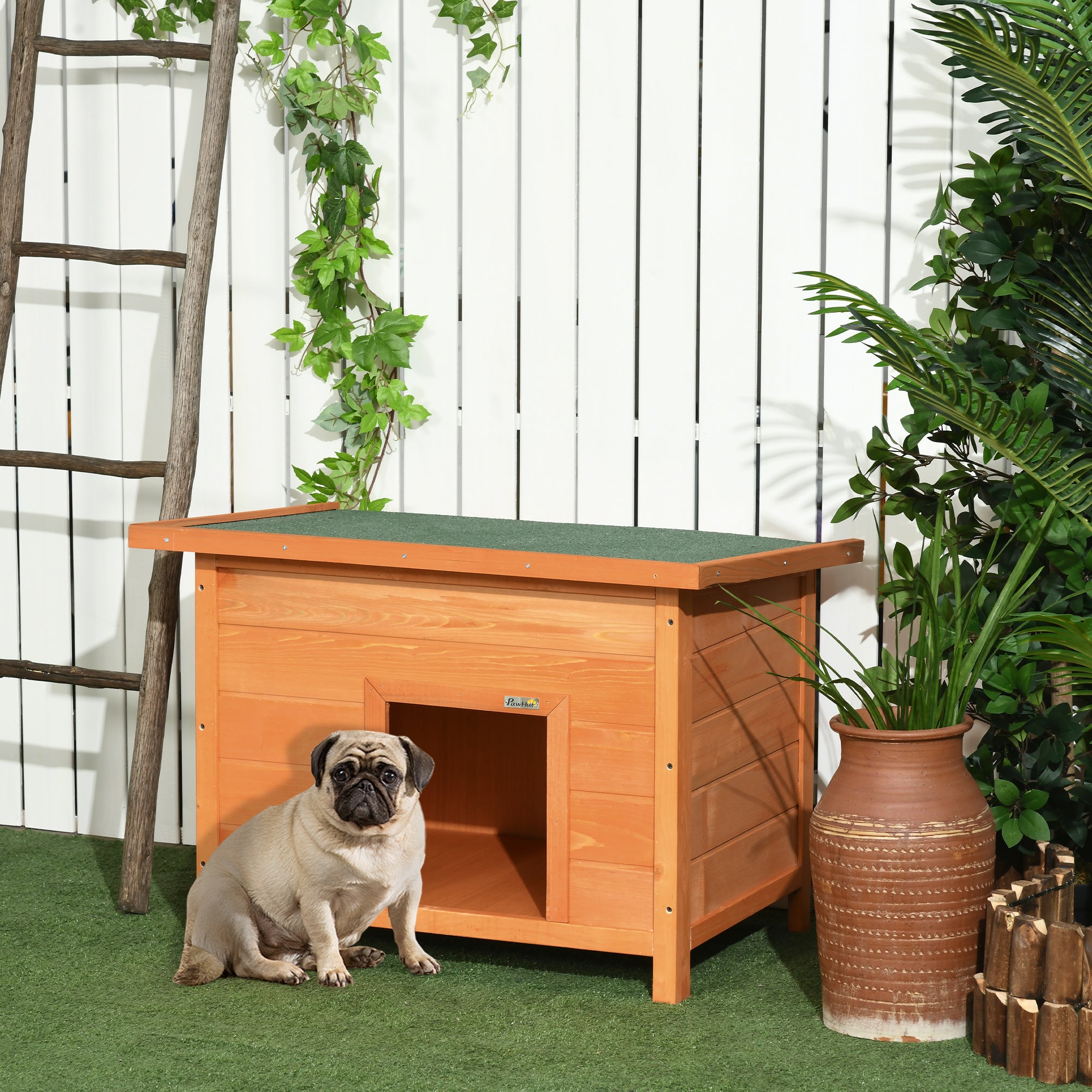 Casa para Cães de Madeira Elevada 85x58x58cm Cor Natural