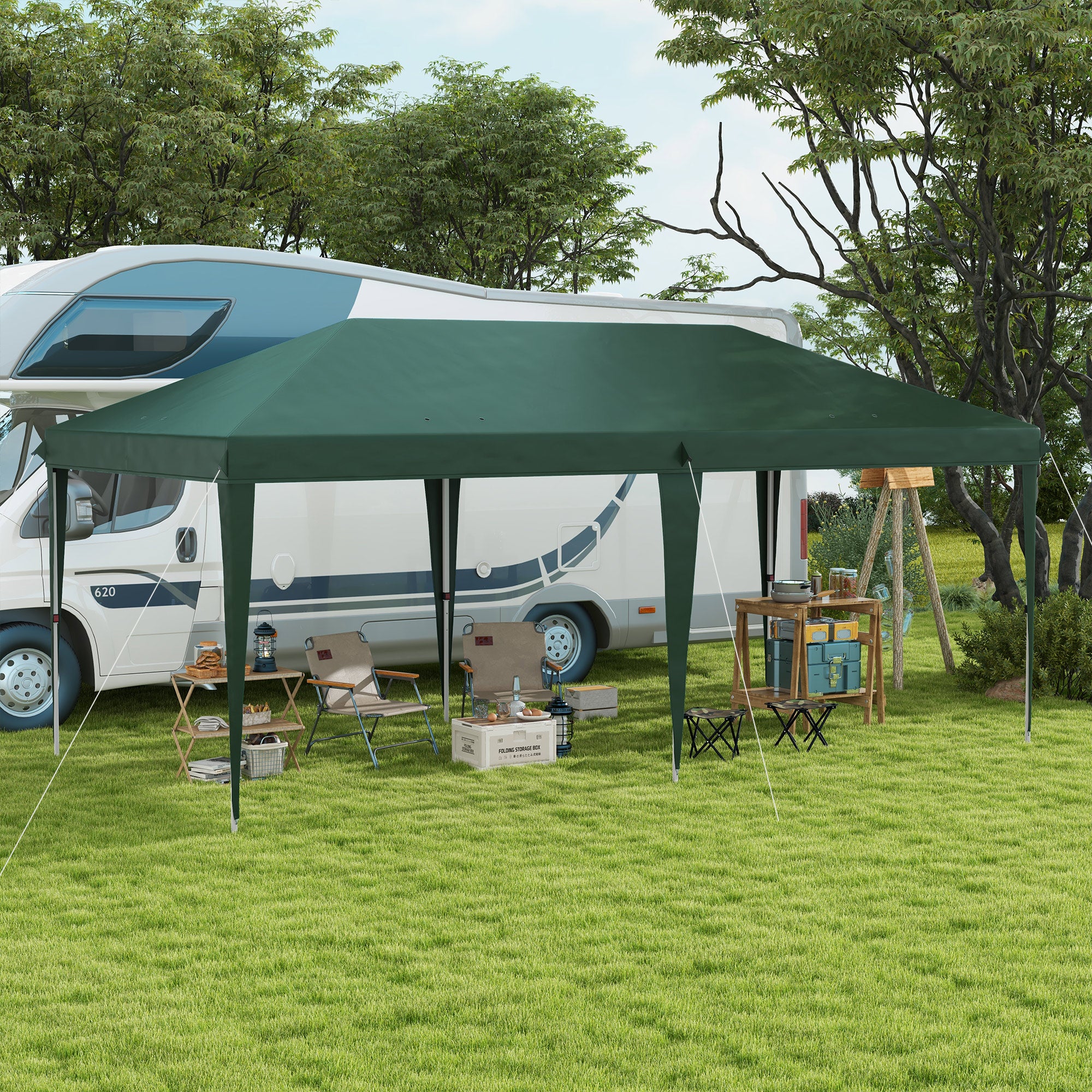 Tenda para Festas 6x3 m Verde - Estrutura Aço Anti-UV