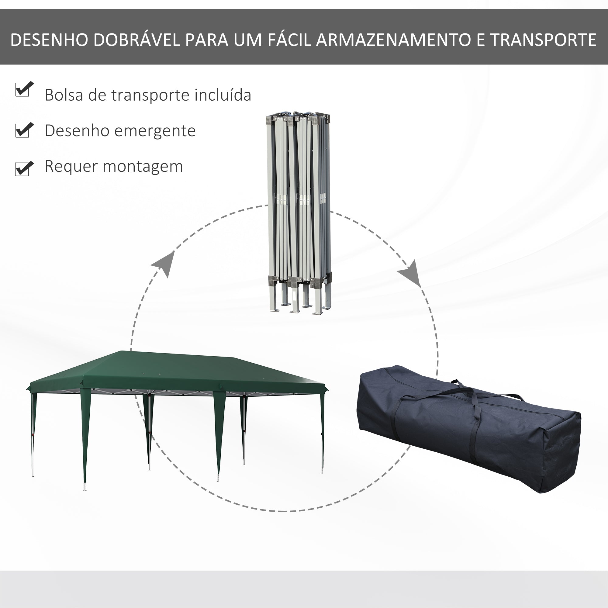 Tenda para Festas 6x3 m Verde - Estrutura Aço Anti-UV
