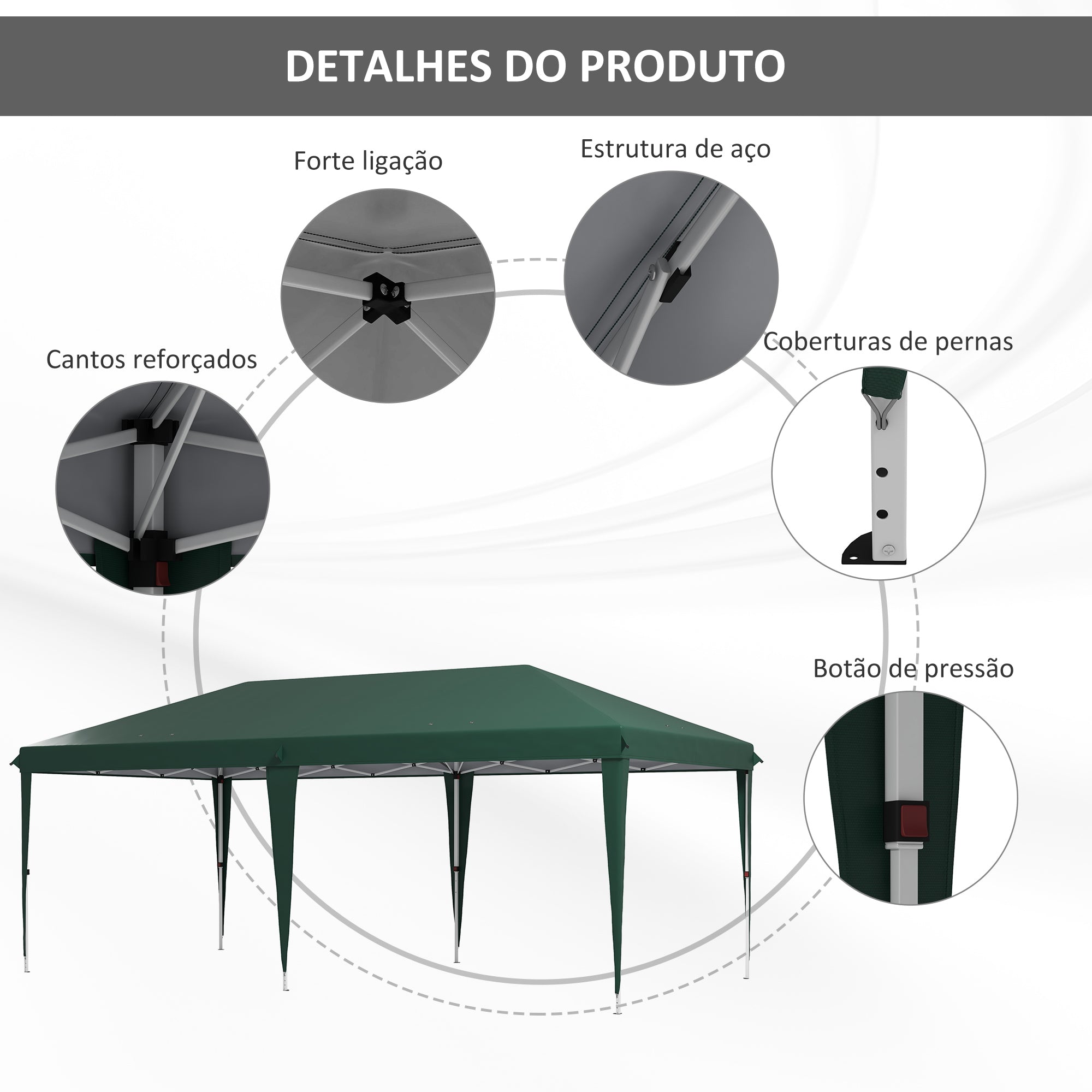 Tenda para Festas 6x3 m Verde - Estrutura Aço Anti-UV