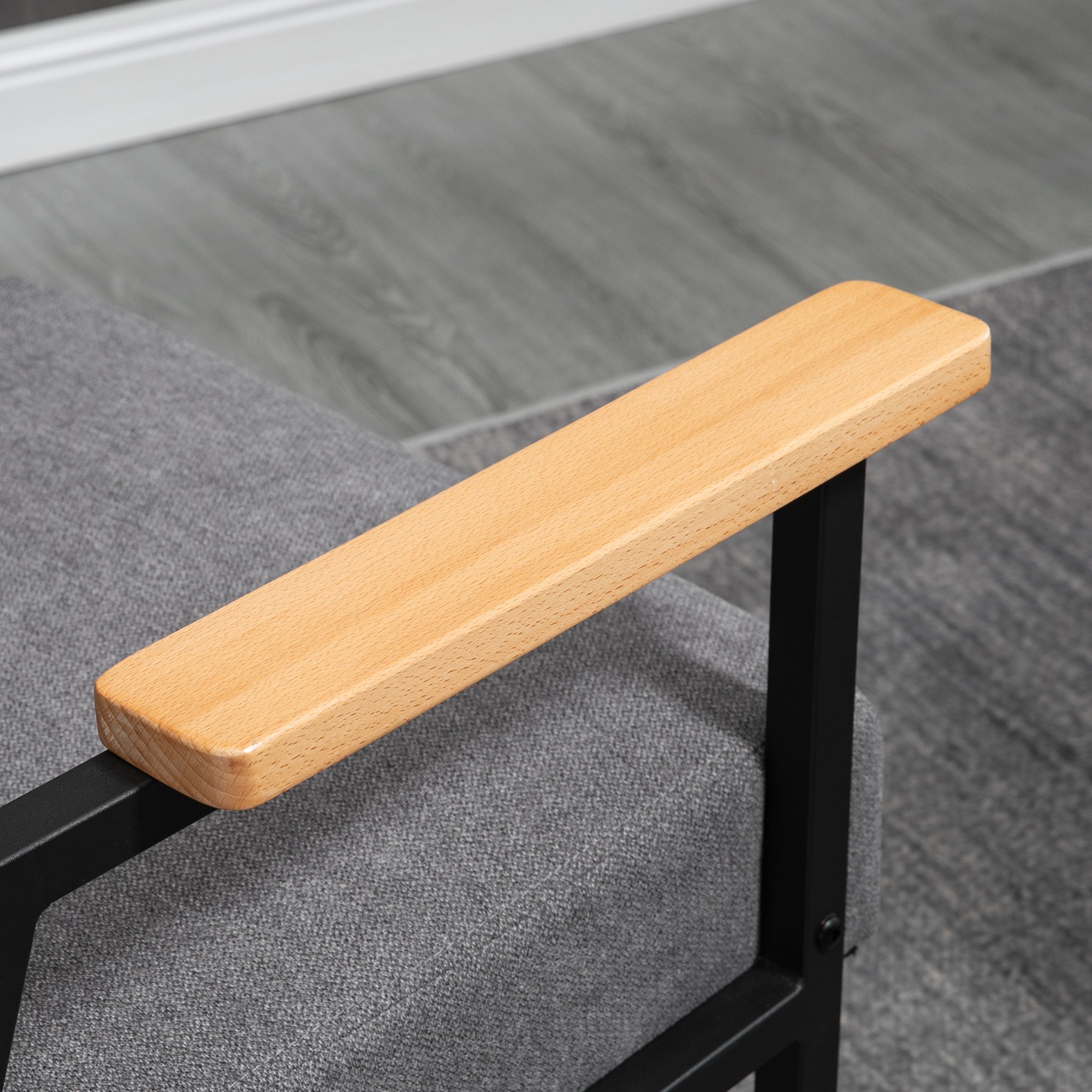 Poltrona Estofada Moderna – 64x5x70x83,5 cm – Cinza – Poliéster