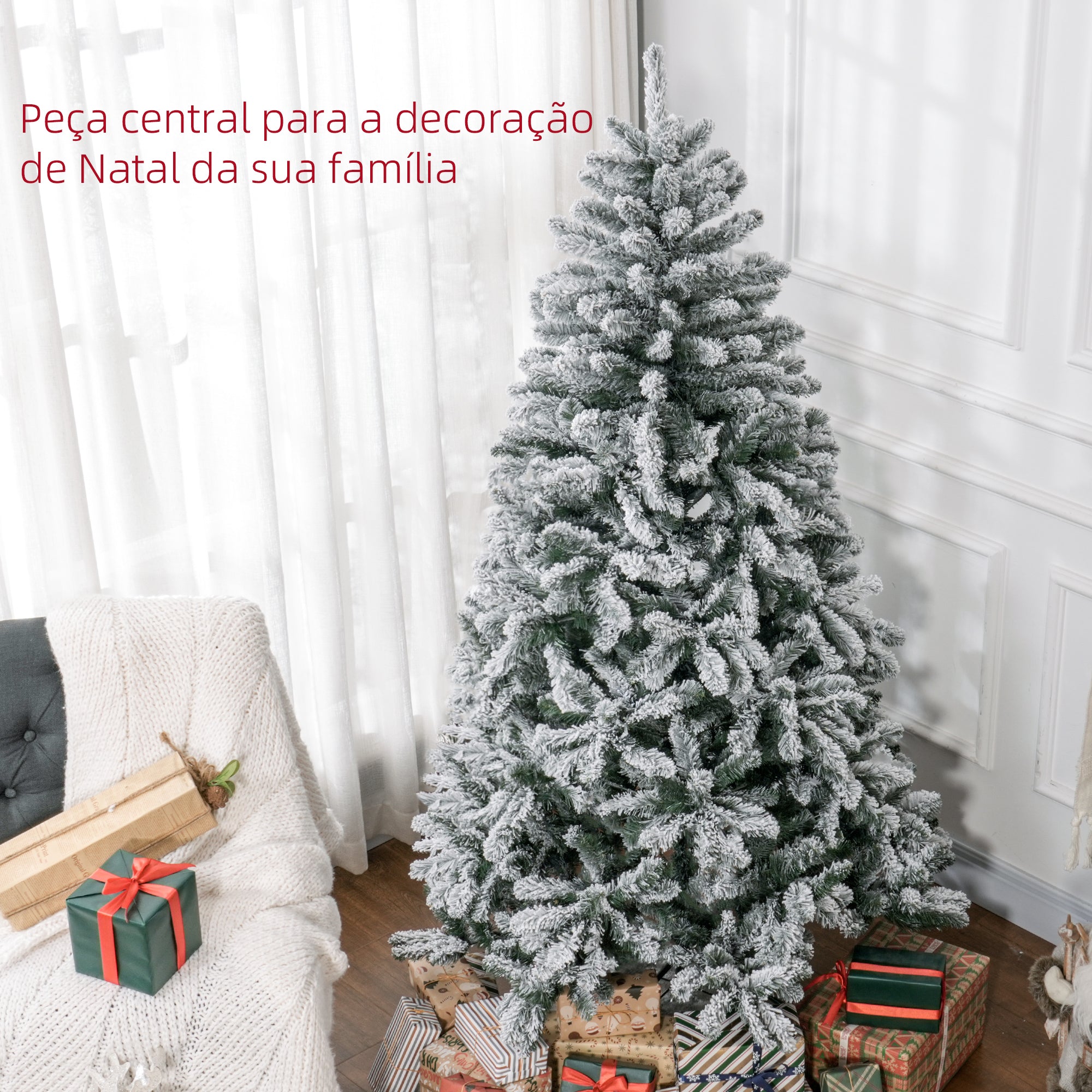 Árvore de Natal Artificial 180 cm Verde Nevado - 110cmx110cmx180cm