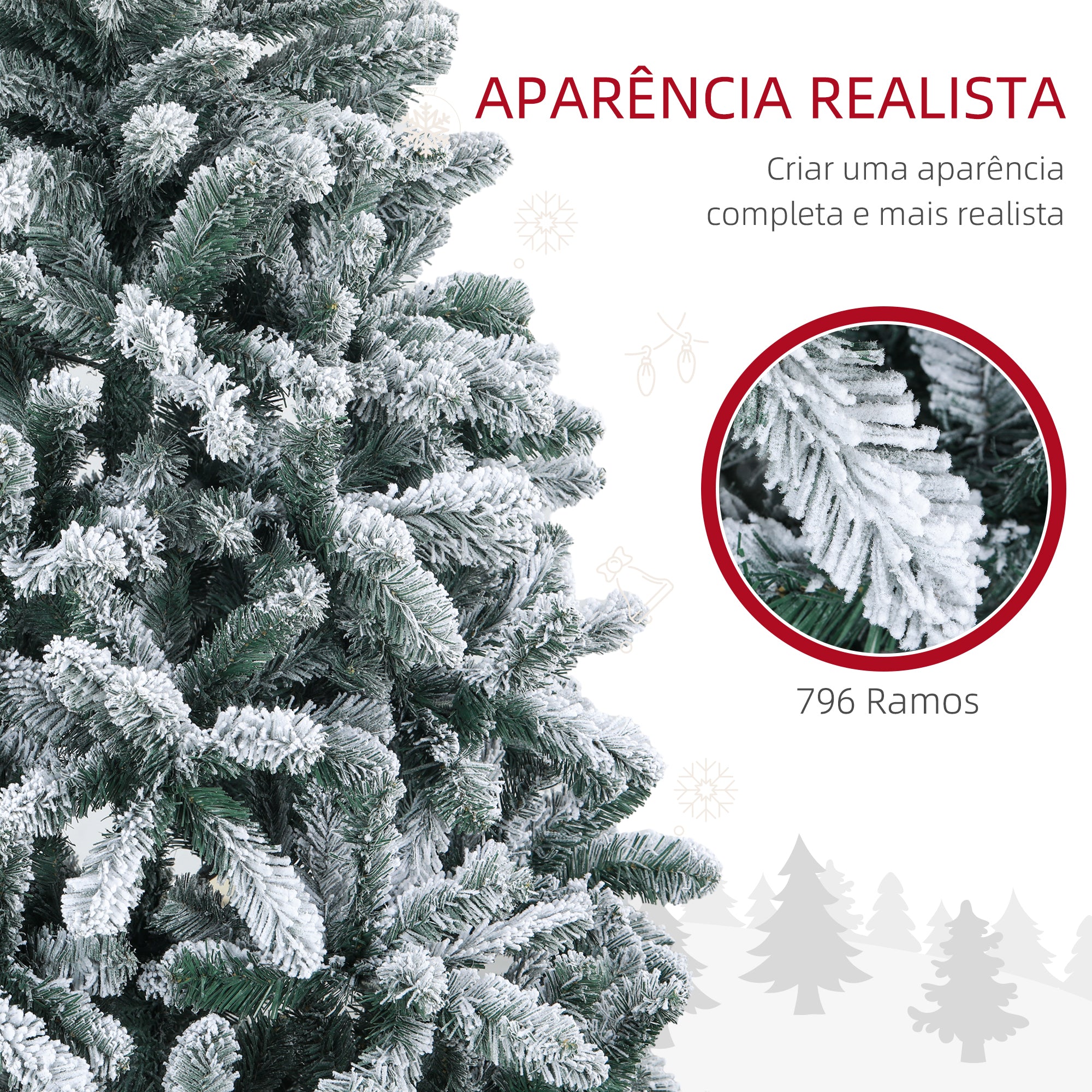 Árvore de Natal Artificial 180 cm Verde Nevado - 110cmx110cmx180cm