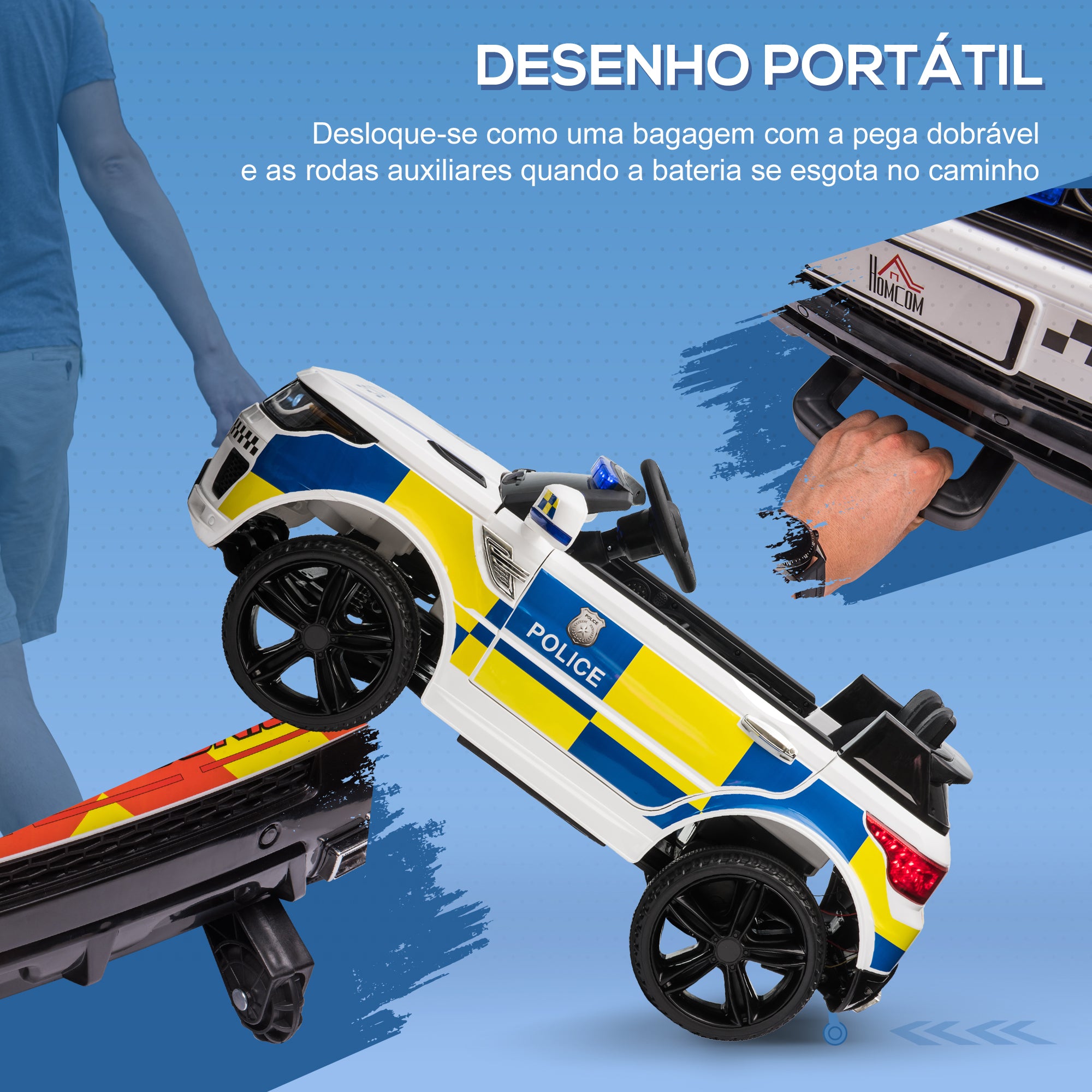 Carro Elétrico Infantil – 110x68x52 cm – Azul – Polipropileno e metal