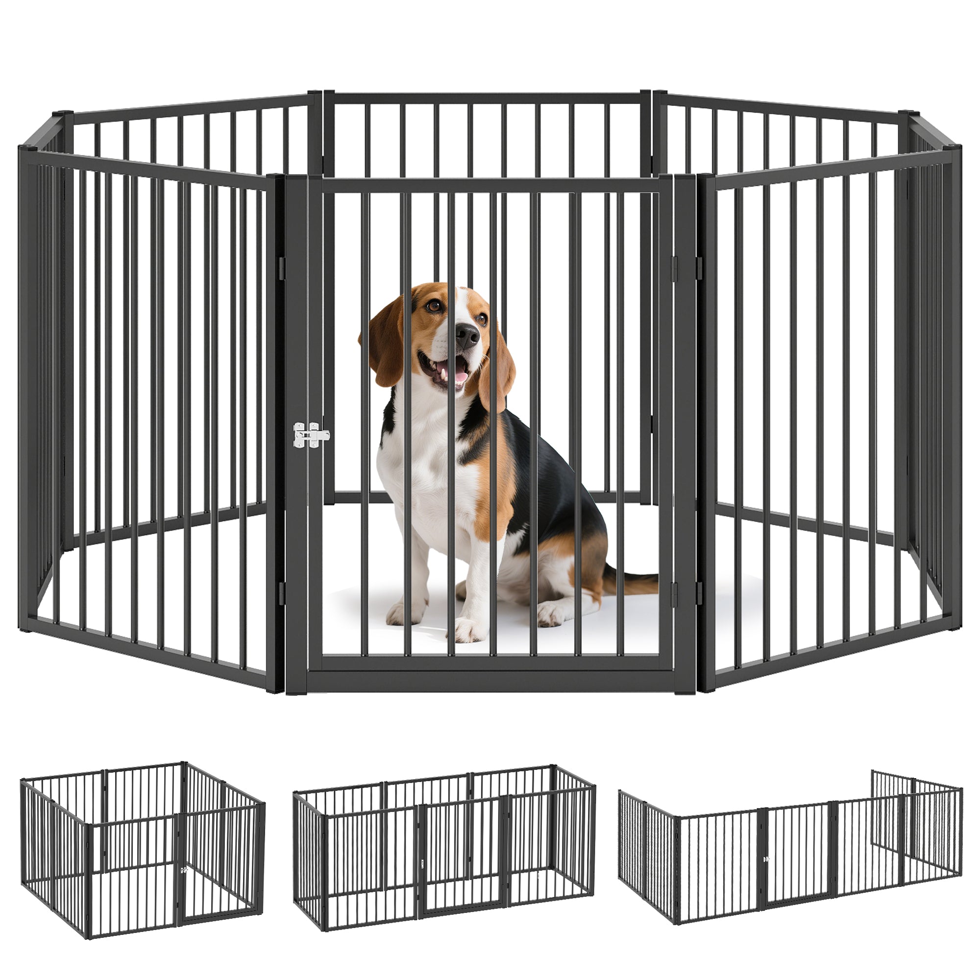 Parque para Cães com 8 Painéis 240x120x76 cm - Cor Preto