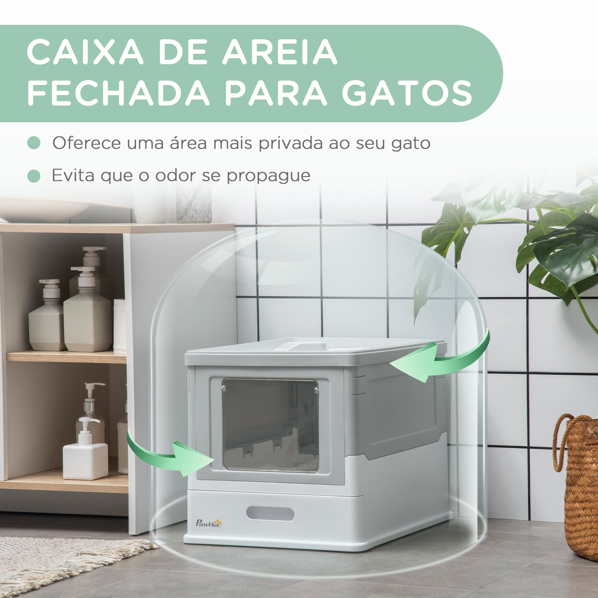 Caixa de Areia para Gatos Dobrável – 47,5x35,5x36,7cm – Cinza – Polipropileno