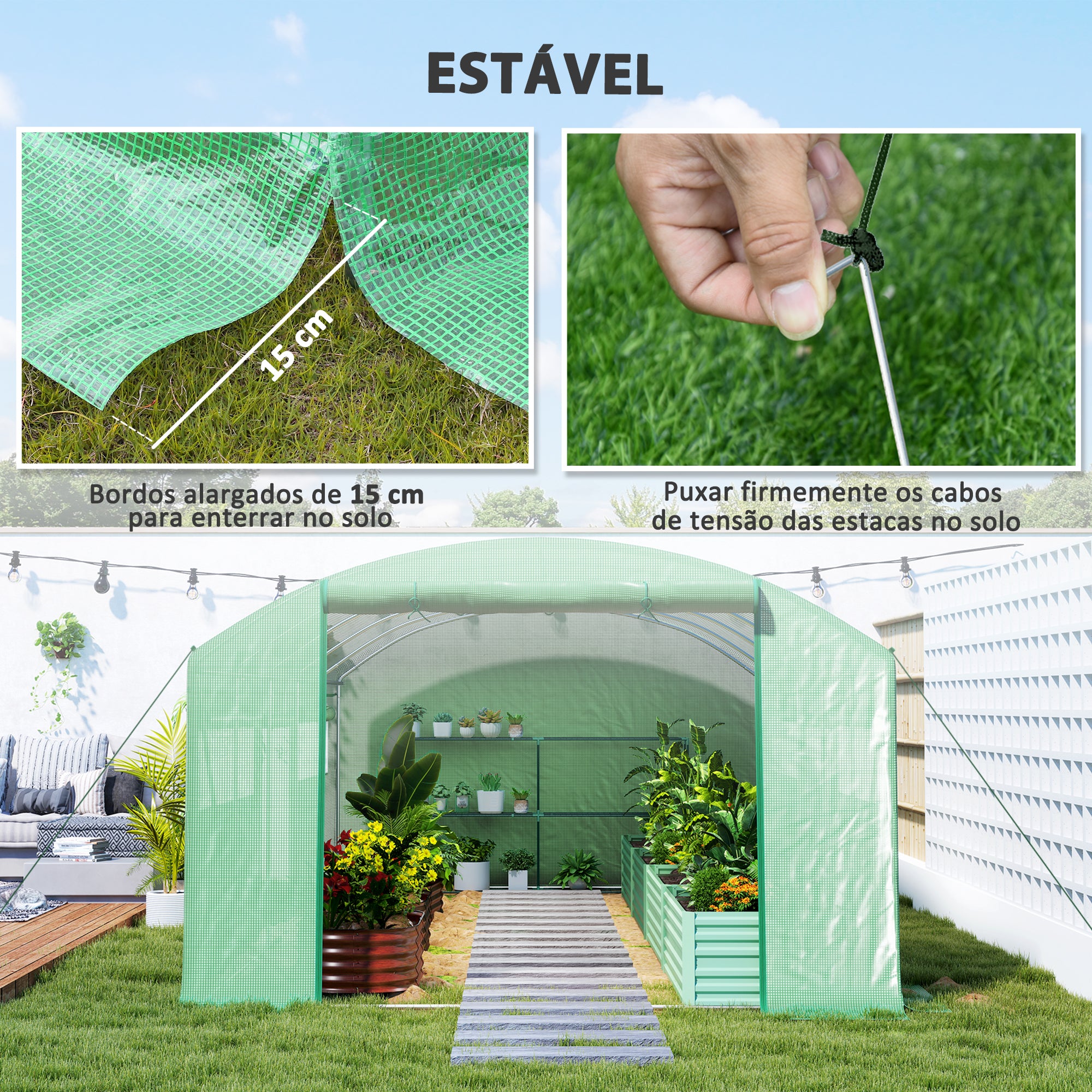 Estufa Tipo Túnel – 594x300x200 cm – Verde – Aço Galvanizado