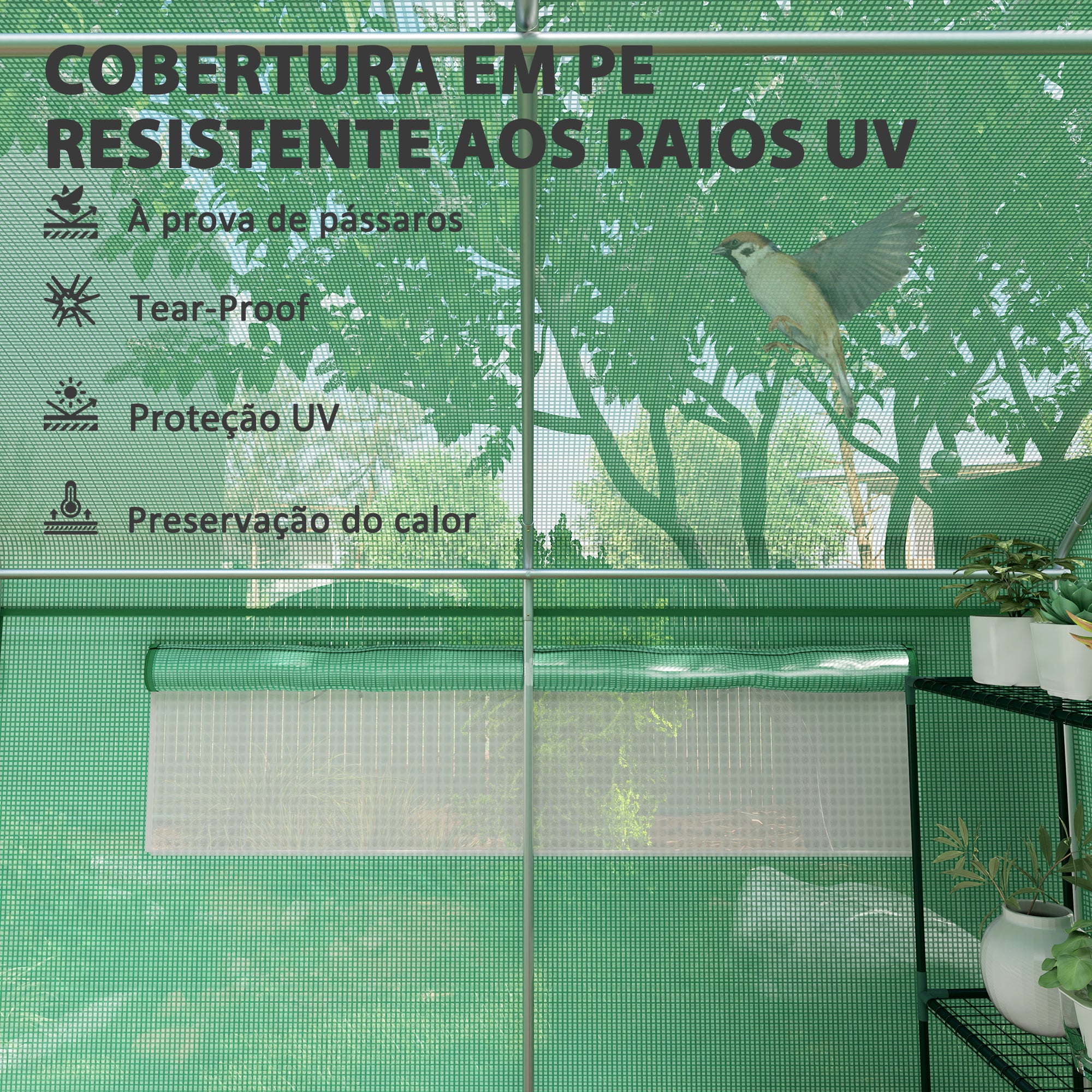 Estufa Tipo Túnel – 594x300x200 cm – Verde – Aço Galvanizado