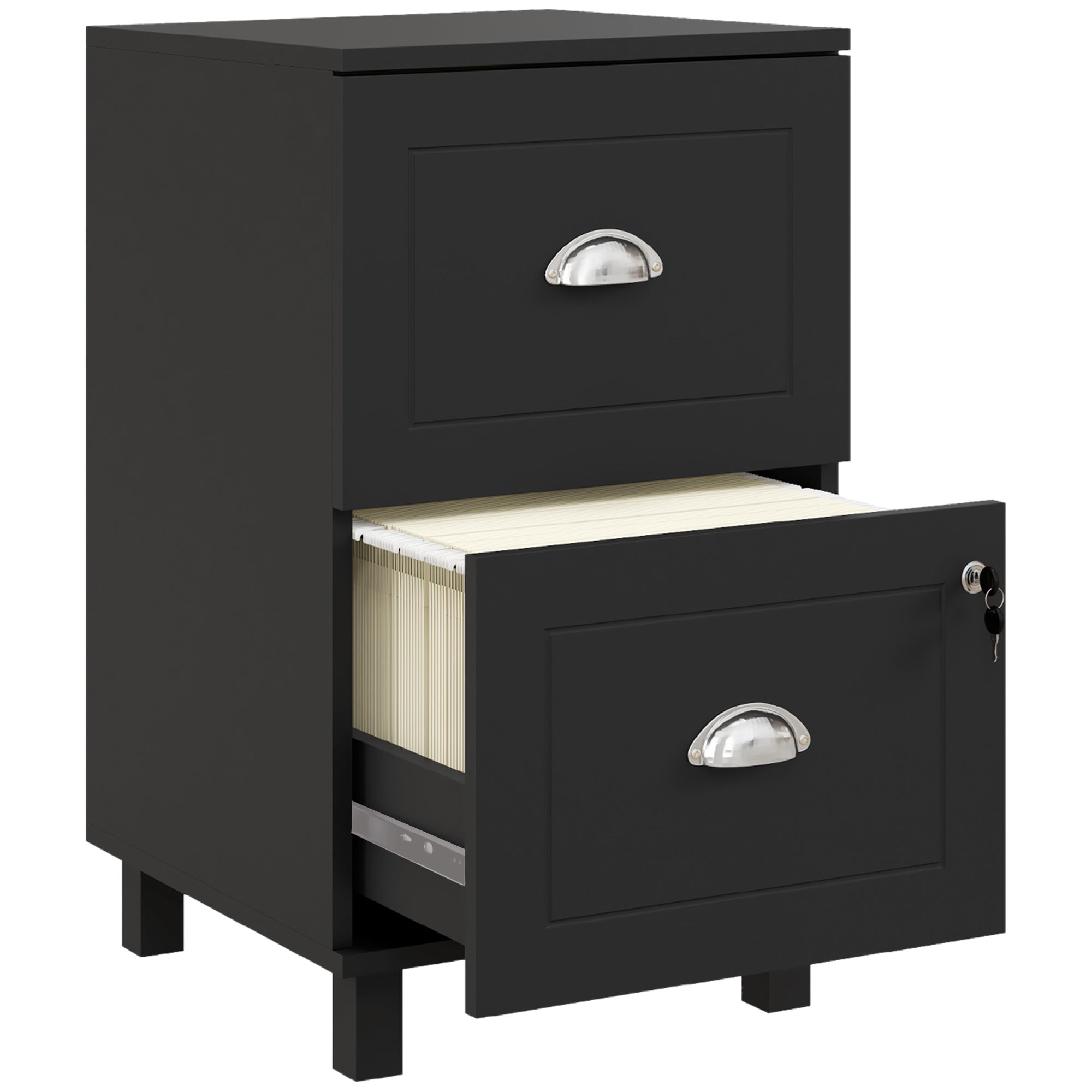 Bloco de Gavetas para Escritório com 2 Gavetas - 40x41,5x67,5 cm - Cor Preto