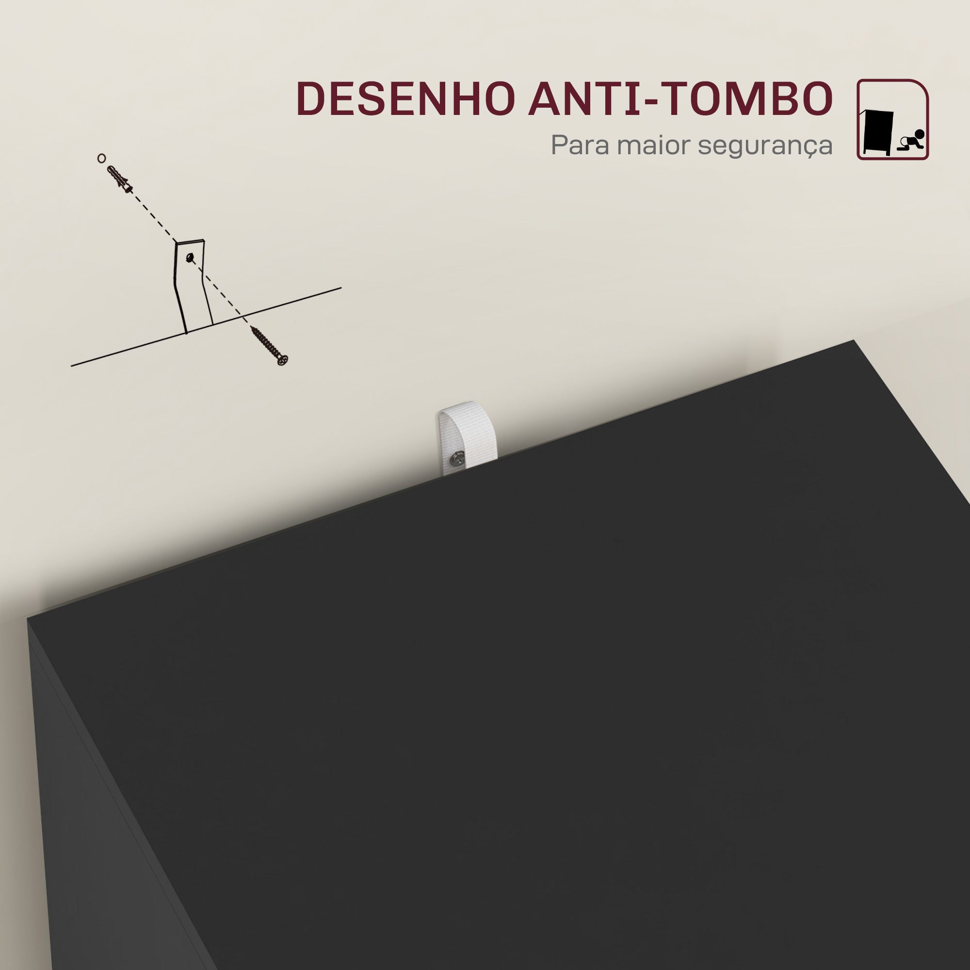 Bloco de Gavetas para Escritório com 2 Gavetas - 40x41,5x67,5 cm - Cor Preto