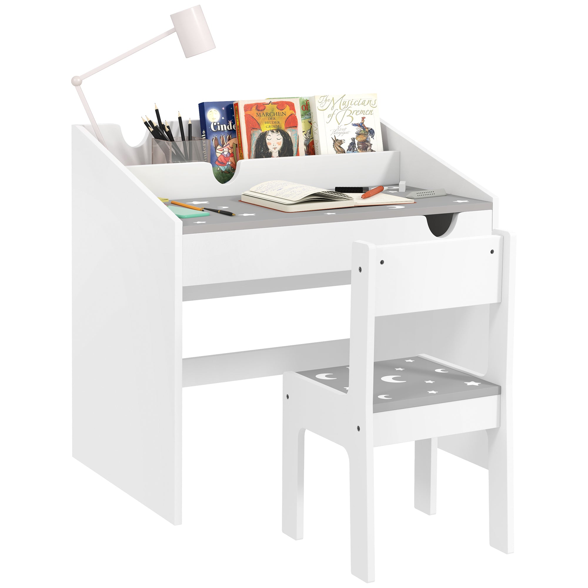 Conjunto de Secretária e Cadeira Infantil Cinza 69x50x75 cm