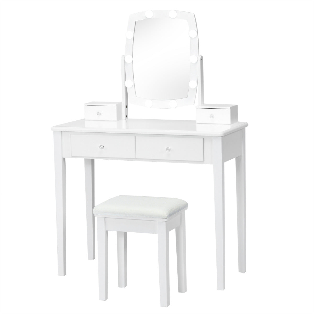 Toucador com Banco de Maquilhagem – Branco – MDF