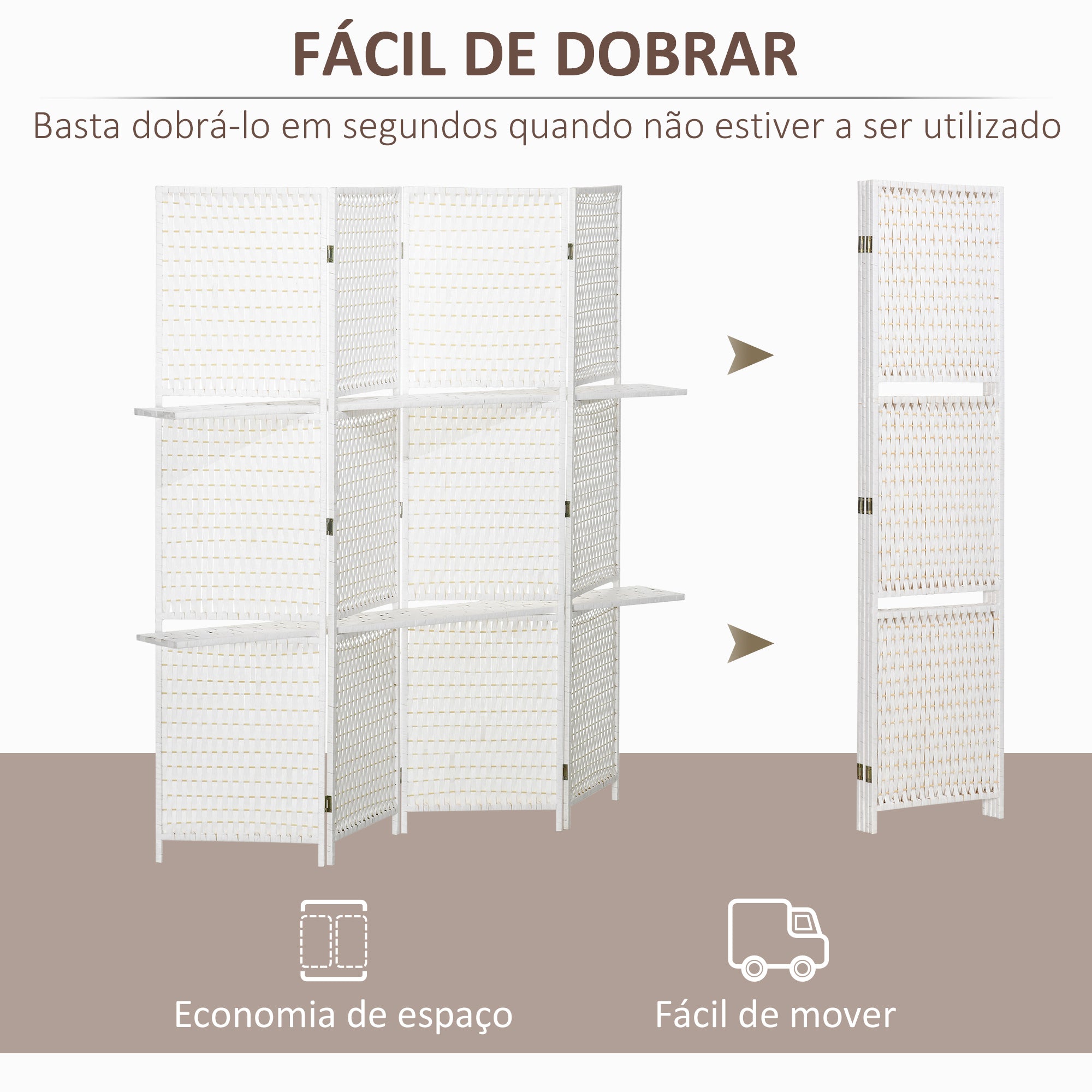 Biombo Divisor de Ambientes Branco 181x180 cm