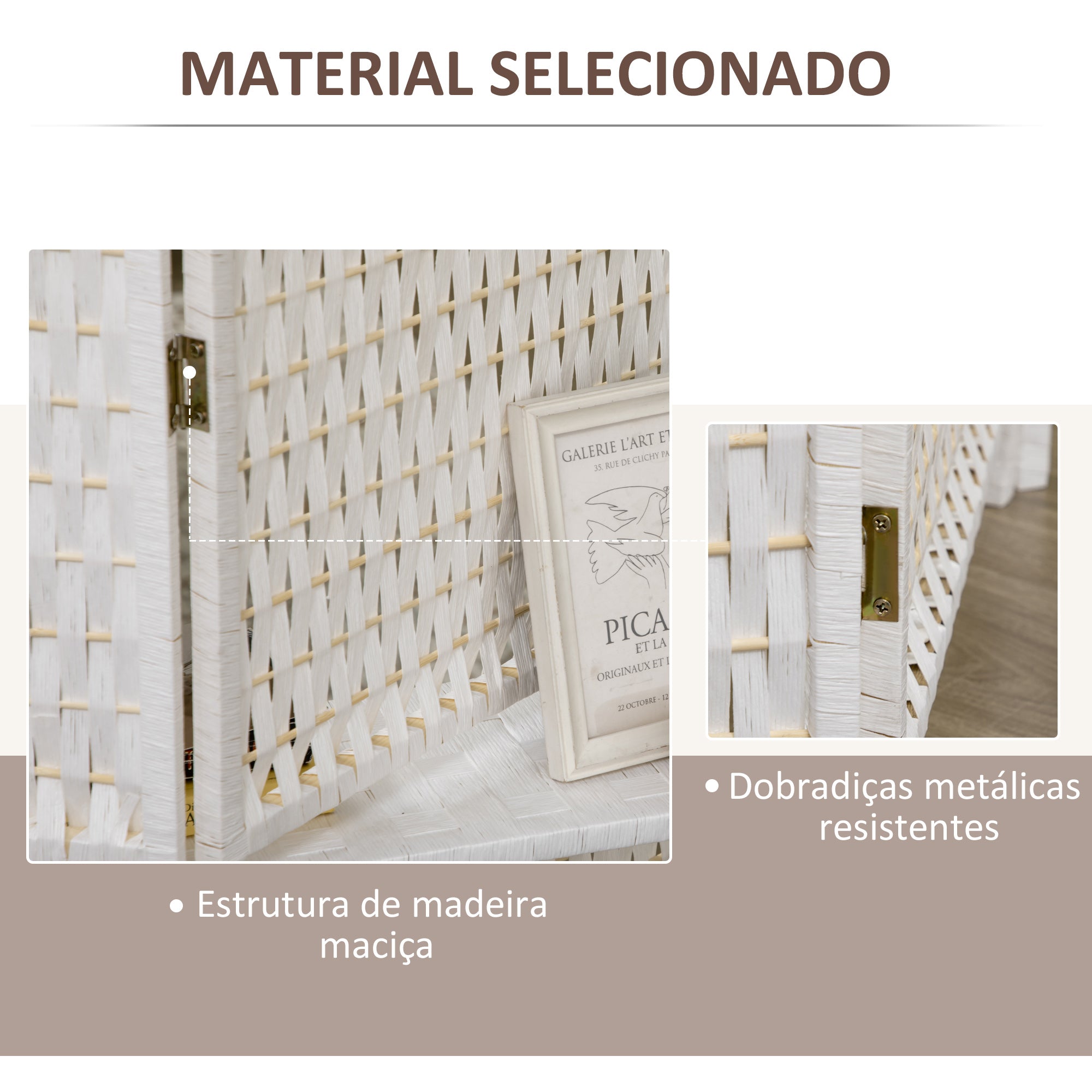 Biombo Divisor de Ambientes Branco 181x180 cm
