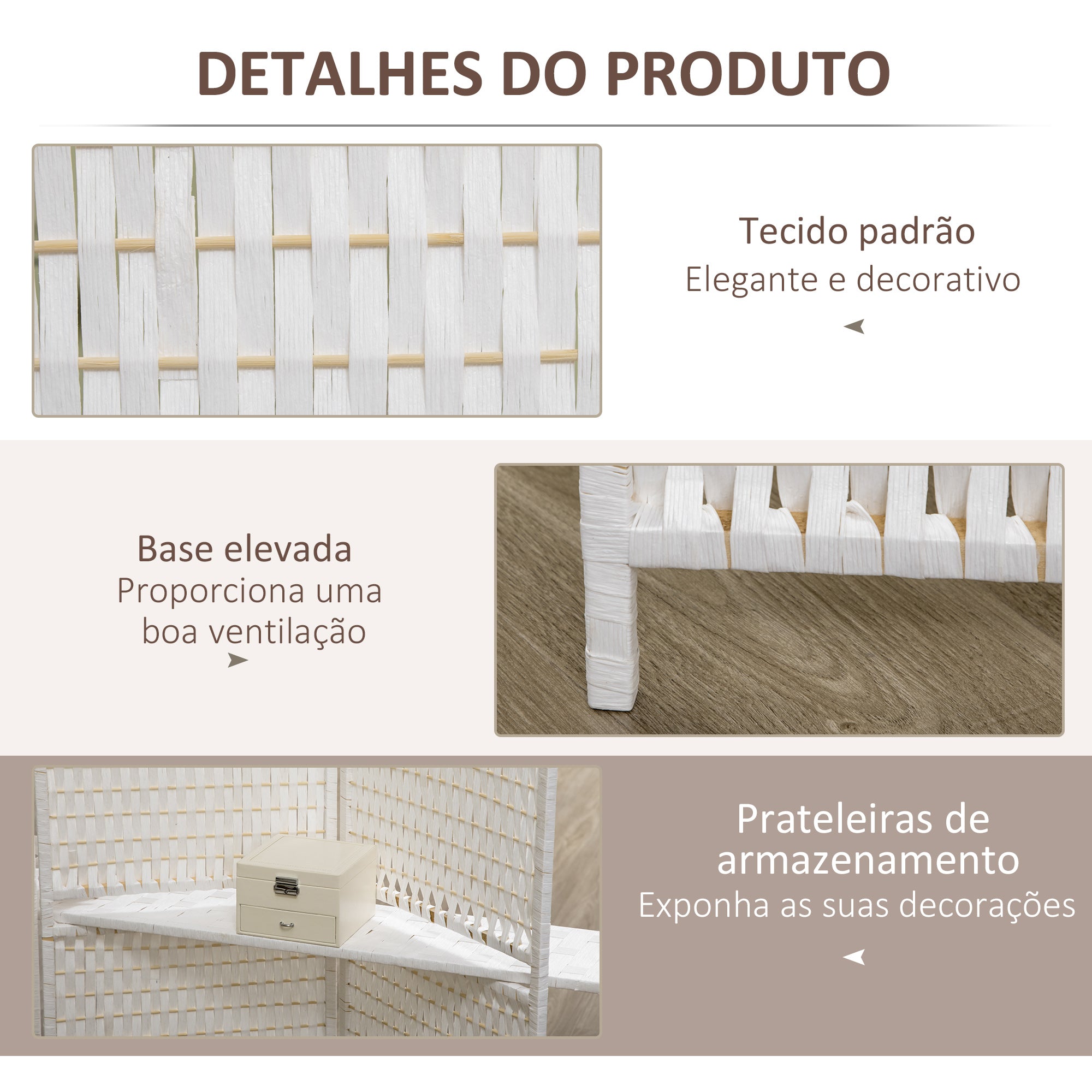 Biombo Divisor de Ambientes Branco 181x180 cm
