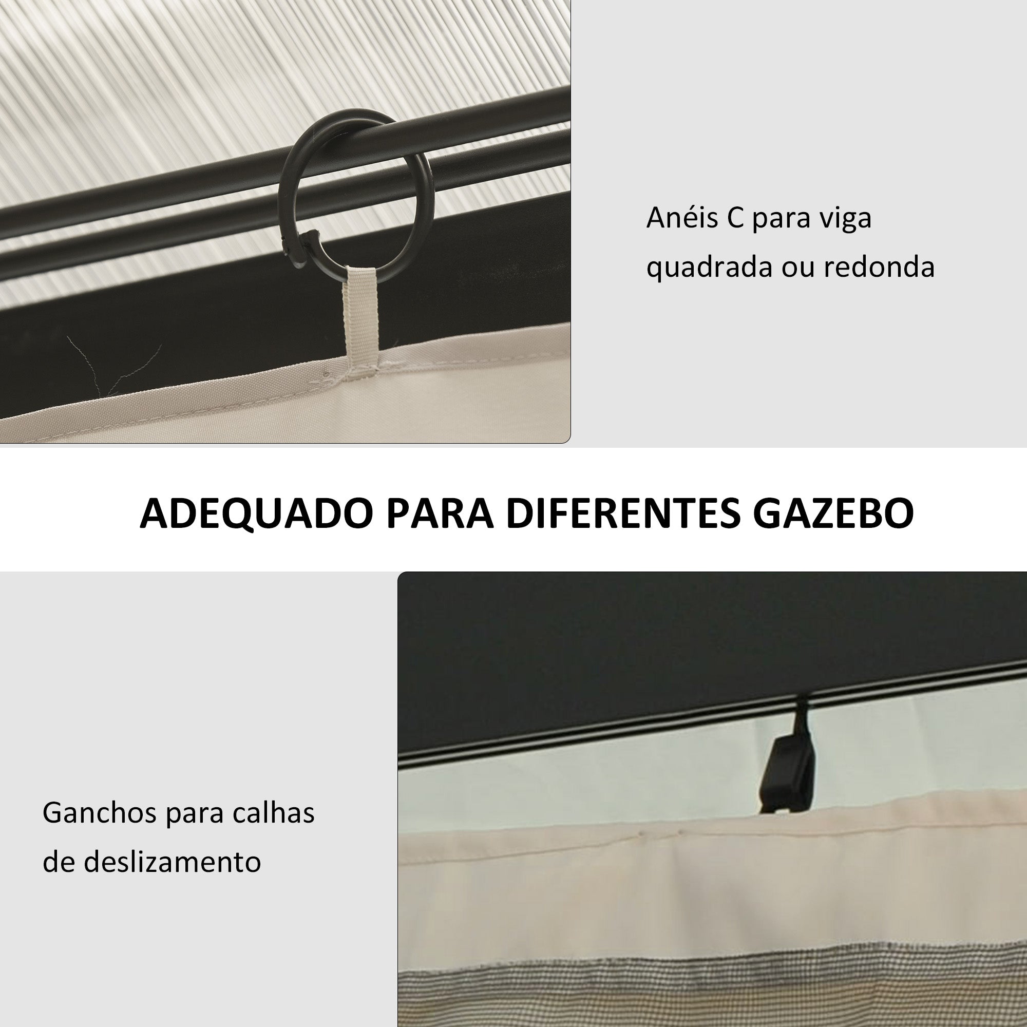 Cortinas Laterais para Tenda 302x205 cm Bege