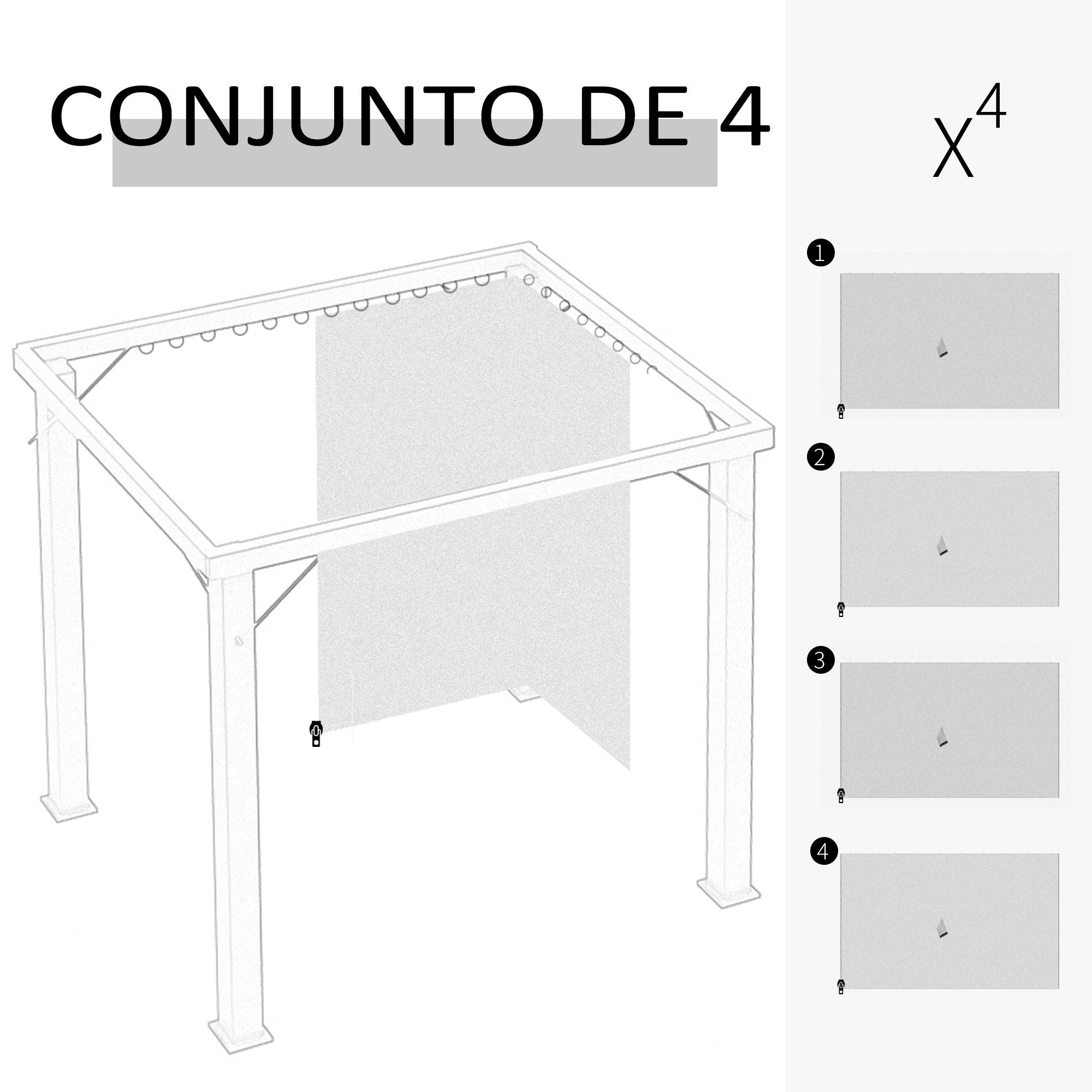 Cortinas Laterais para Tenda 302x205 cm Bege