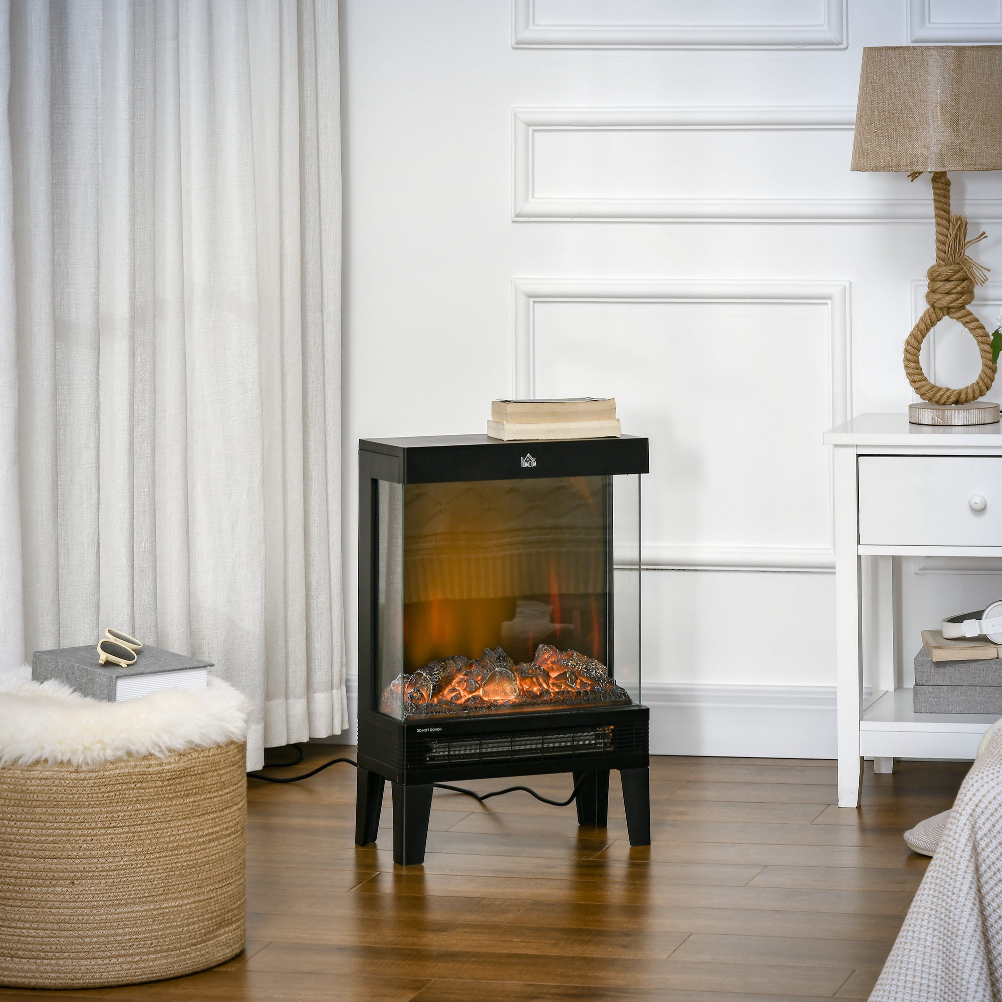 Lareira Elétrica 1000W/2000W Preto 40,5x20x62 cm
