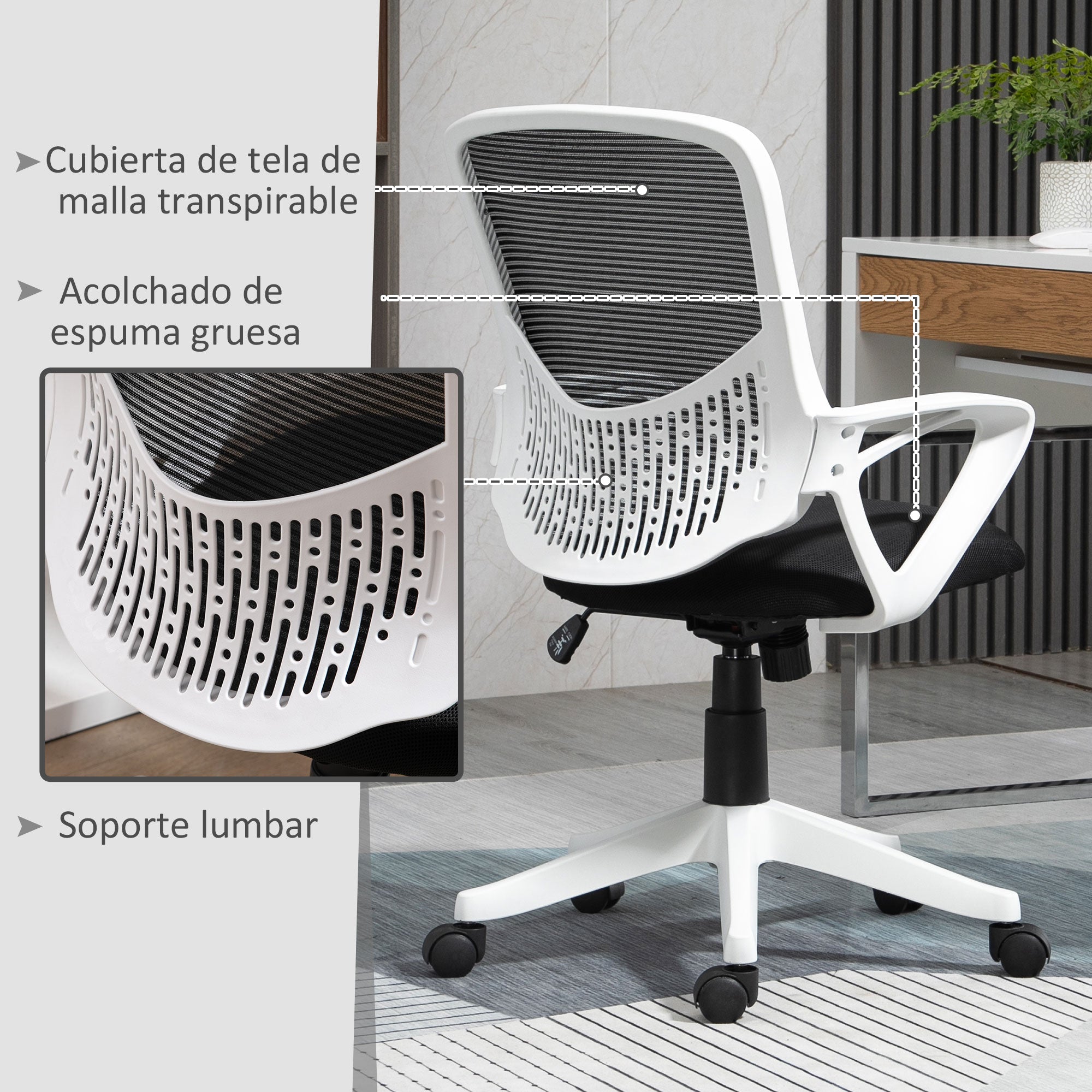 Cadeira de Escritório Ergonômica 360° Preto 65x65x103cm