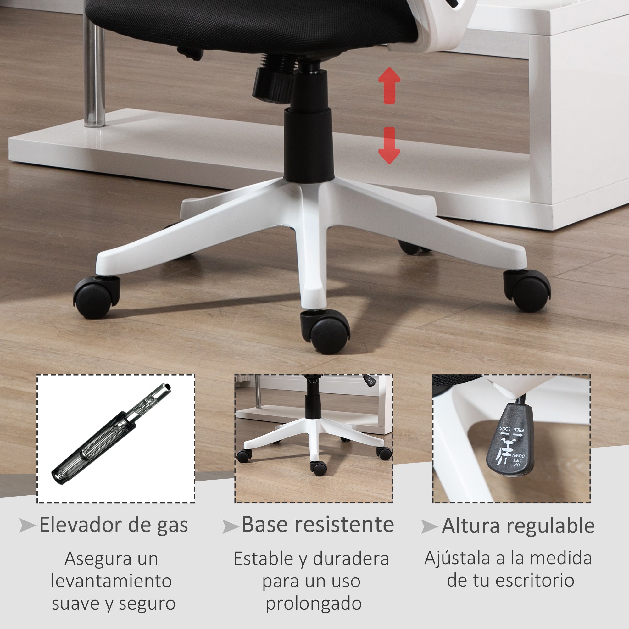 Cadeira de Escritório Ergonômica 360° Preto 65x65x103cm