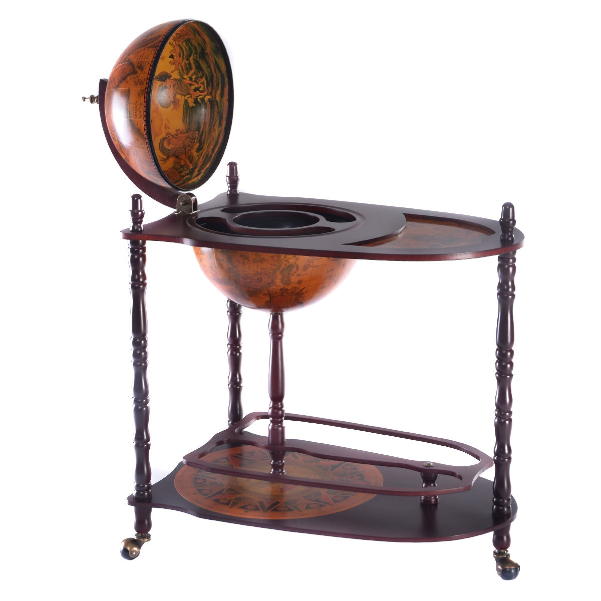 Minibar com globo e rodas Vintage 70x45x89cm