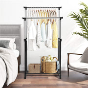 Perchero Carrinho com Rodas Estante Suporte Duplo Varão de Roupa Sapateira Organizadora 86 x 43 x 94-168 cm