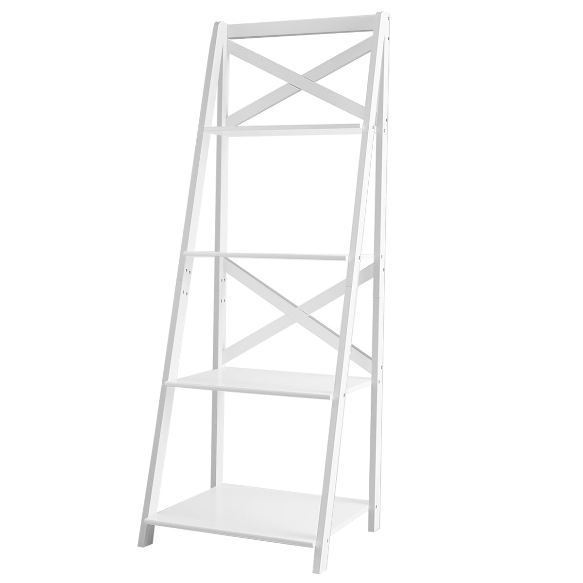 Estante Biblioteca em Escada Estante Decorativa de 4 Camadas para Plantas Sala Terraço 50 x 46 x 143 cm Branco