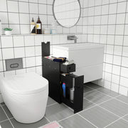 Armário de Casa de Banho Gabinete de Arrumação 2 Gavetas Roupão Branco para Cozinha Sala Escritório 16 x 48,5 x 58 cm