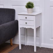 Mesa de Apoio com 2 Gavetas Mesinha de Cabeceira com Dispositivo Antivolta Mesinha para Sala de Estar Entrada Corredor Branco 40 x 32,5 x 75 cm