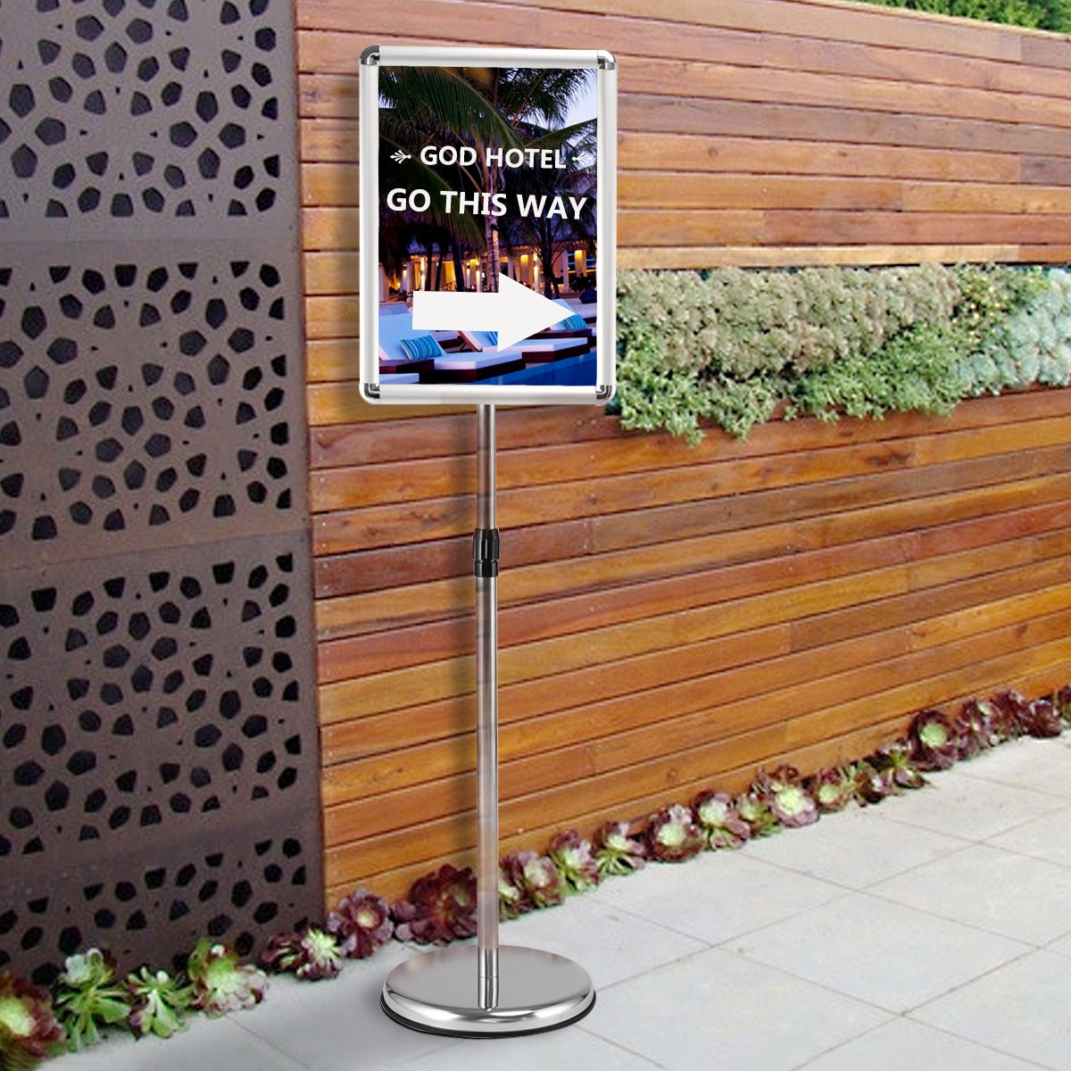 Suporte de Exibição de Cartaz A3 com Estrutura de Pé Expositor de Pavimento Publicitário 32,7 x 45 x 89,5-134 cm