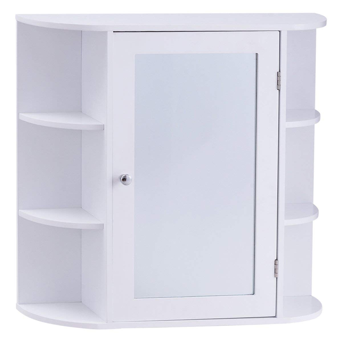 Armário com Espelho de Casa de Banho Prateleira de Parede Móvel de Arrumação 65x17x63cm Branco