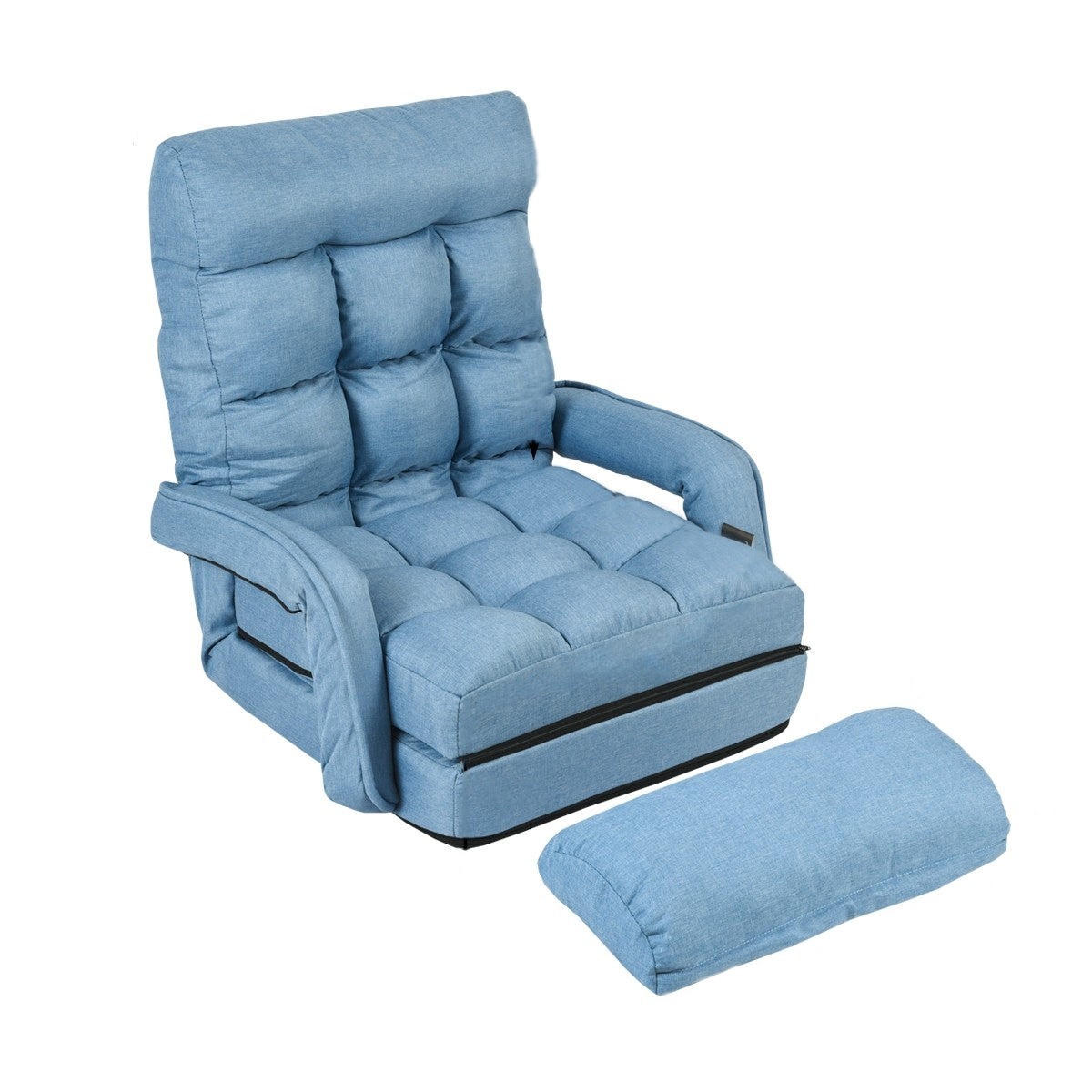 Sofá Relaxante Cama Individual com Almofada Cadeira Multifuncional Dobrável para Quarto Sala Varanda 67 x 65 x 72 cm Azul
