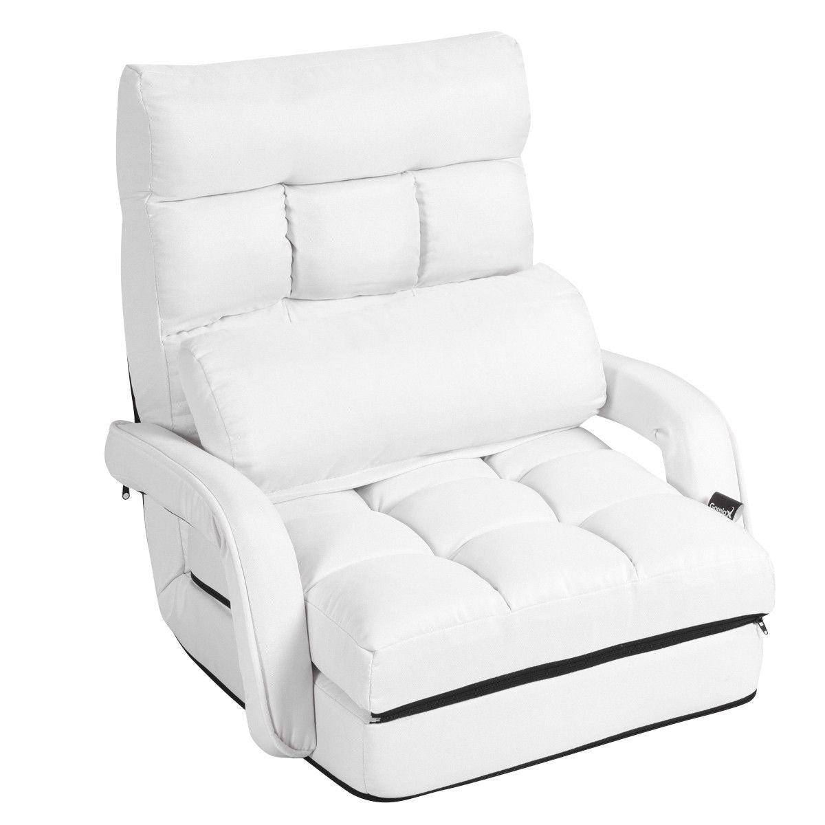Sofá Confortável Individual com Almofada Cama Dobrável Multifuncional para Quarto Sala Varanda 67 x 65 x 72 cm Branco