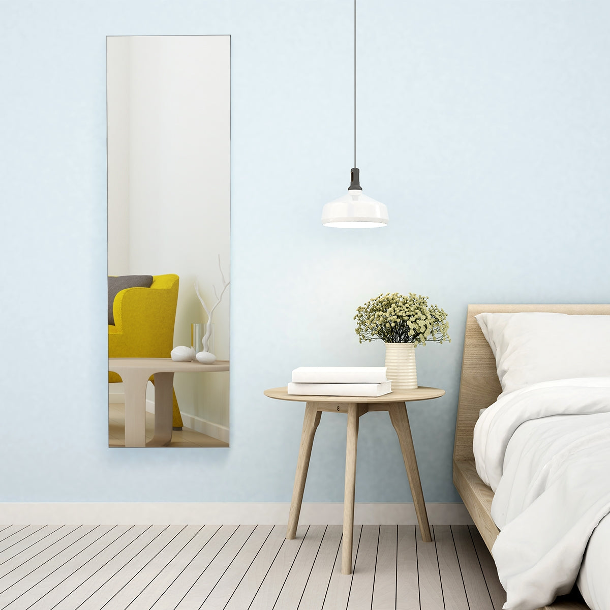 Armário de Jóias em Madeira com Espelho de Parede e LED Interno 33,5 x 10 x 120 cm Branco