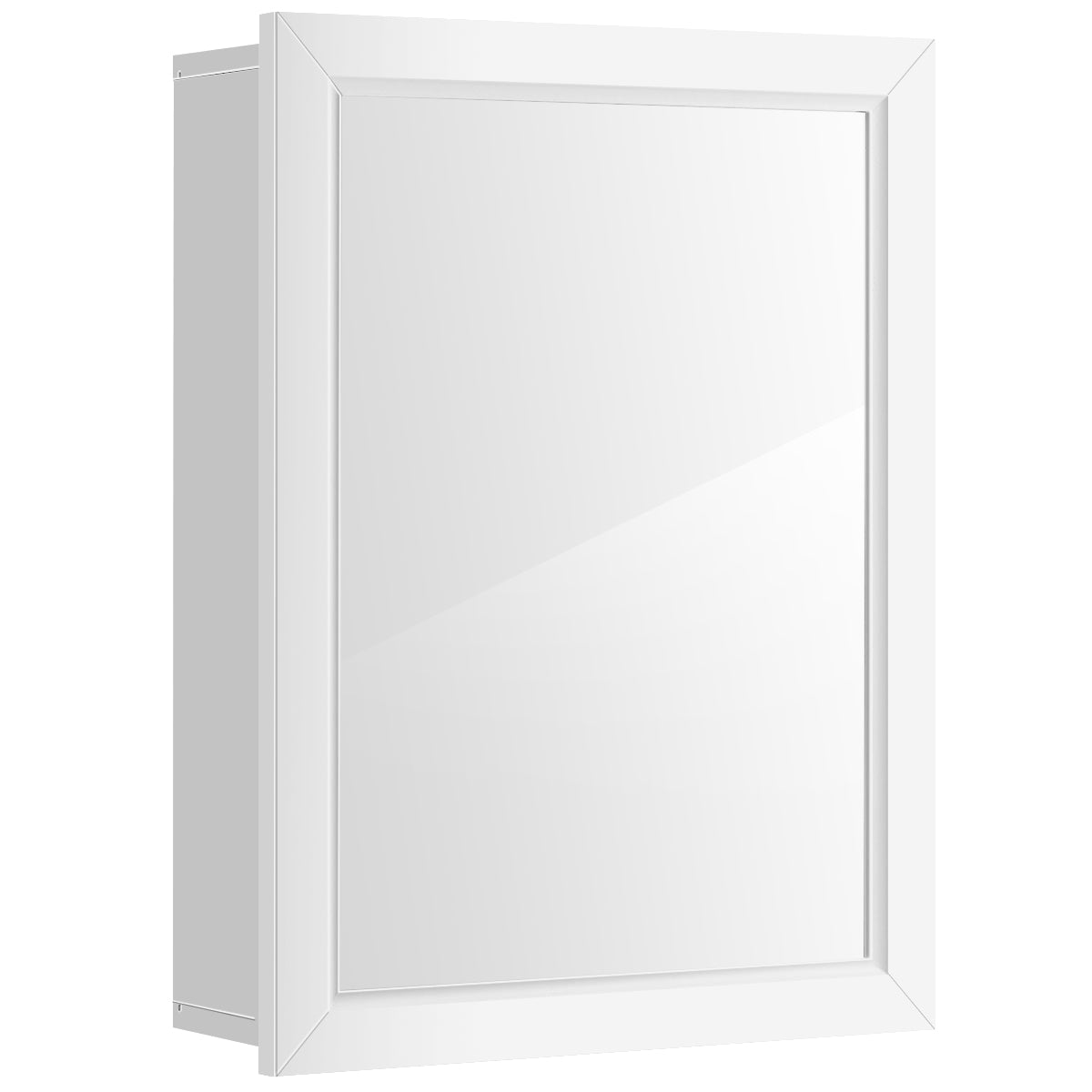 Armário de Casa de Banho com Espelho Montado na Parede com Prateleira Regulável Porta Individual para Entrada Sala Branco 50 x 16 x 66 cm