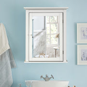 Armário de Casa de Banho com Espelho de Parede Organizador com Porta e Prateleira Ajustável Gabinete de Arrumação 56 x 15 x 69,5 cm Branco