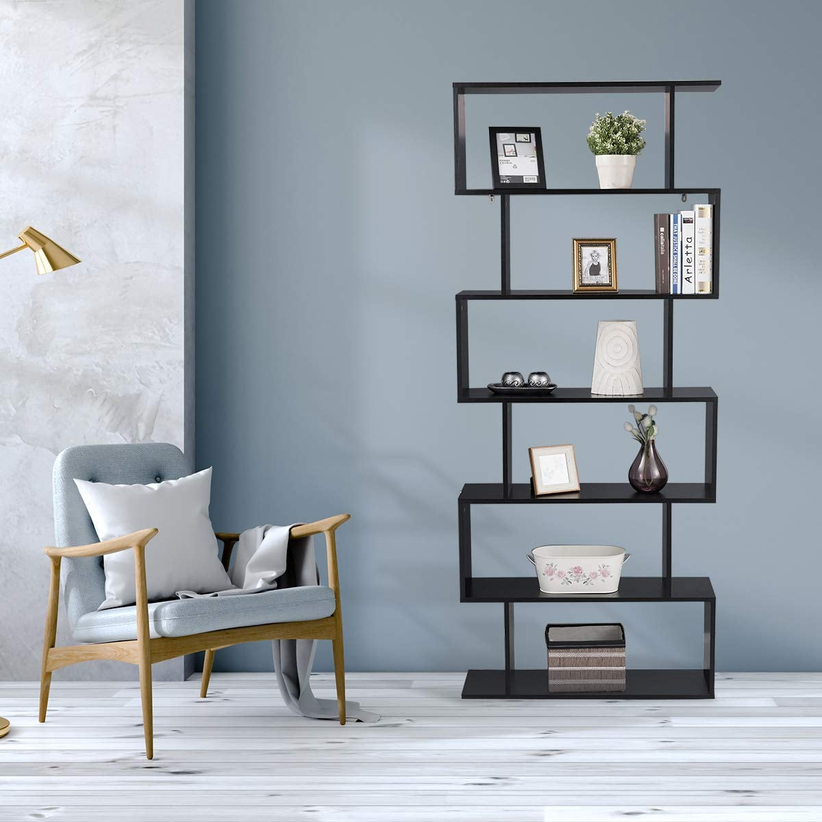 Estantería de Parede 6 Prateleiras para CD, Livros e Plantas em Casa 80x23x192 cm Preto
