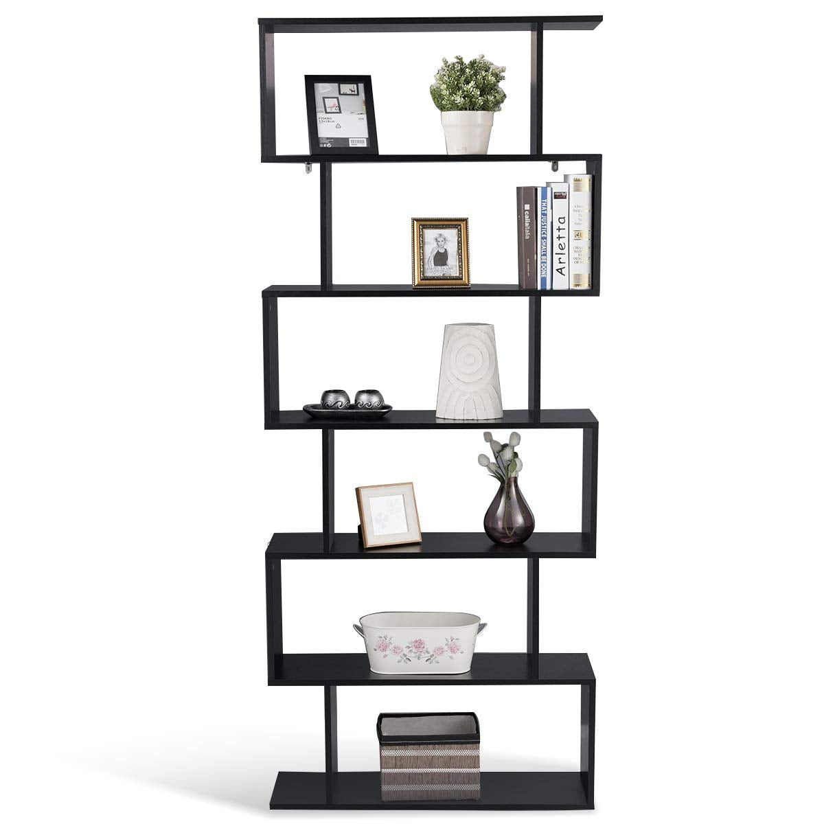 Estantería de Parede 6 Prateleiras para CD, Livros e Plantas em Casa 80x23x192 cm Preto