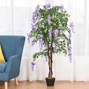 Árvore de Glicínia Artificial – 150 cm – Violeta – PoliÉster, Madeira e Plástico