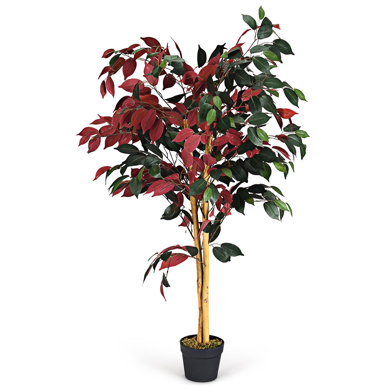 Planta Artificial Ficus Falso Realística e Decorativa com Vaso de Cimento para Casa, Escritório e Sala de Espera - 120 cm