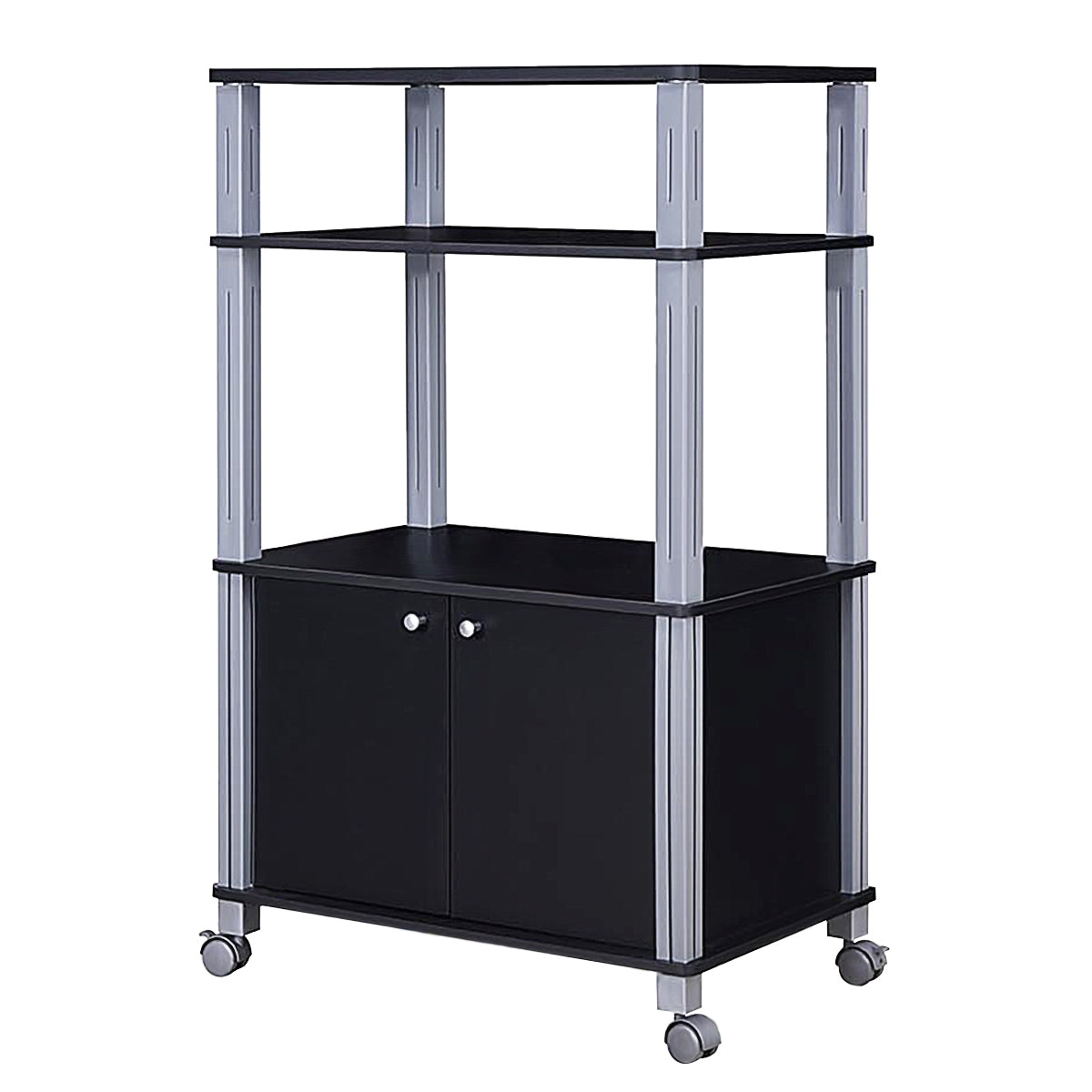 Estante Suporte de Micro ondas Carro de Forno Organizador de Armazenamento na Cozinha 60 x 40 x 98 cm Preto